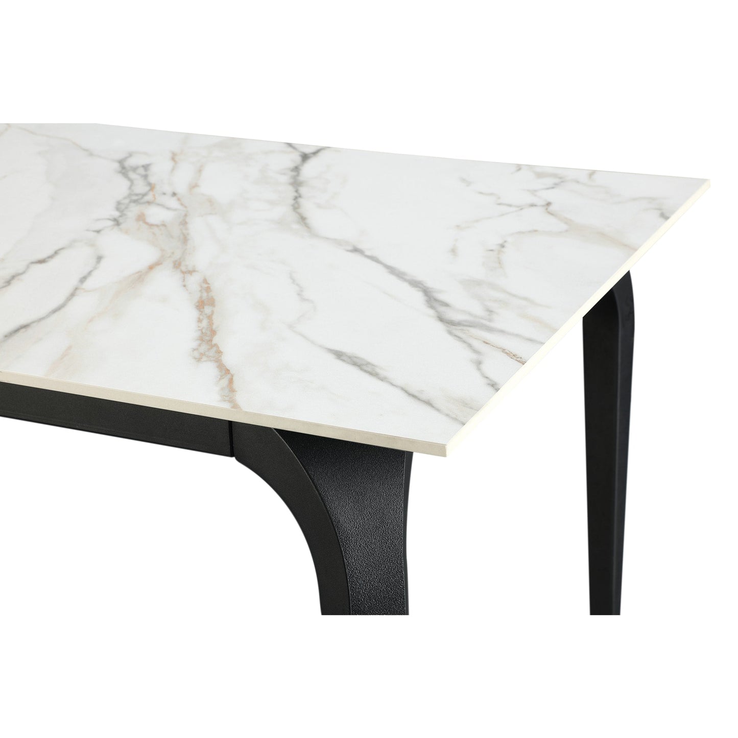 Modus Nicoya Stone Top Rectangular Dining Table in Pumpkin Spice Stone and Black Metal