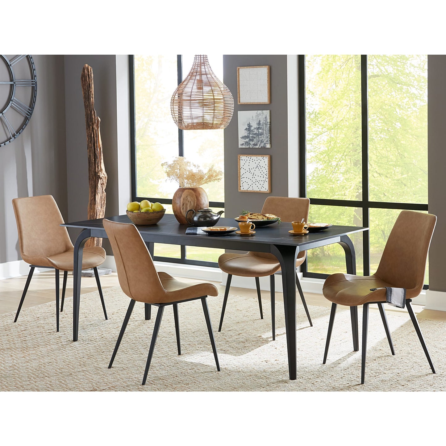 Modus Nicoya Upholstered Dining Chair in Buckskin Synthetic Leather and Black
