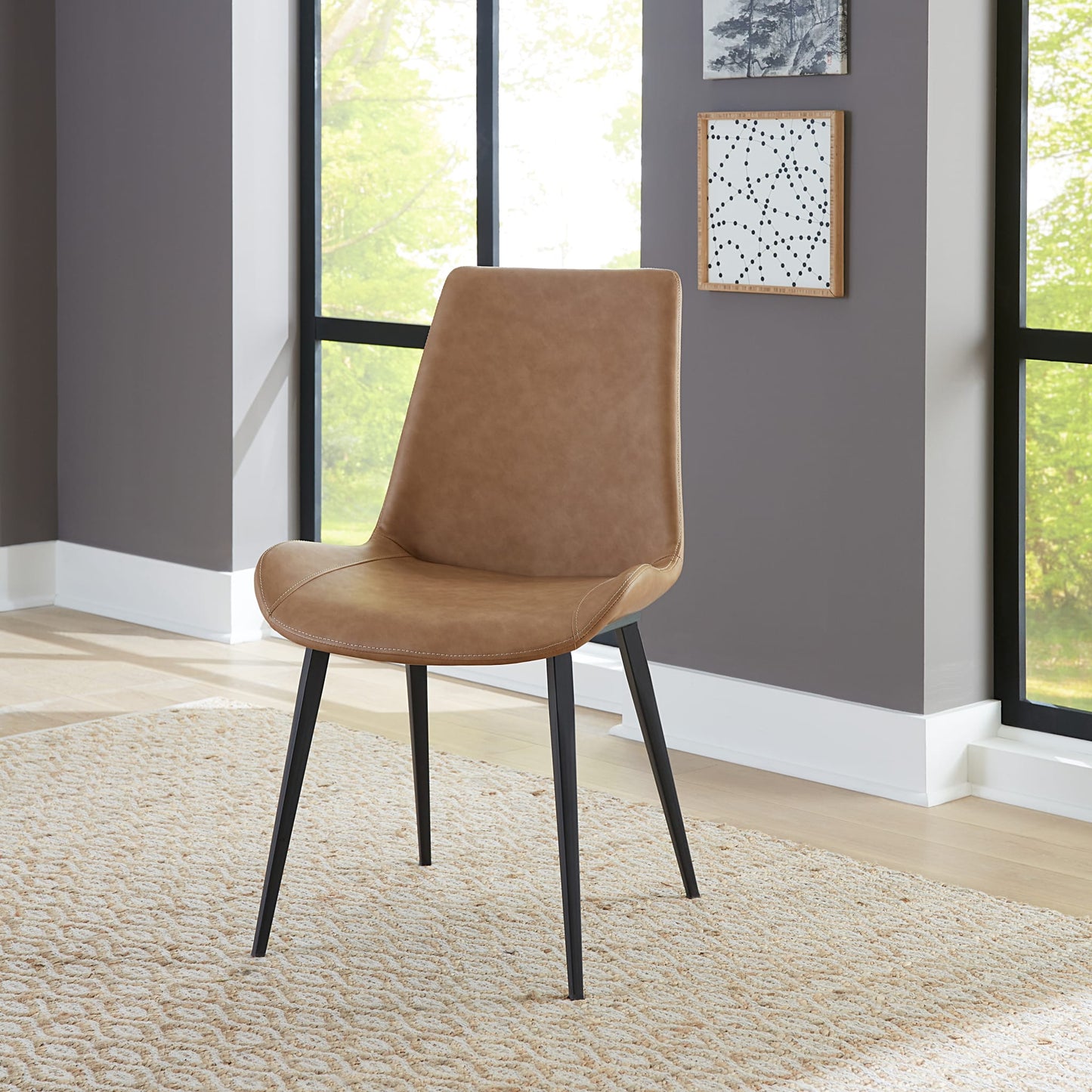 Modus Nicoya Upholstered Dining Chair in Buckskin Synthetic Leather and Black
