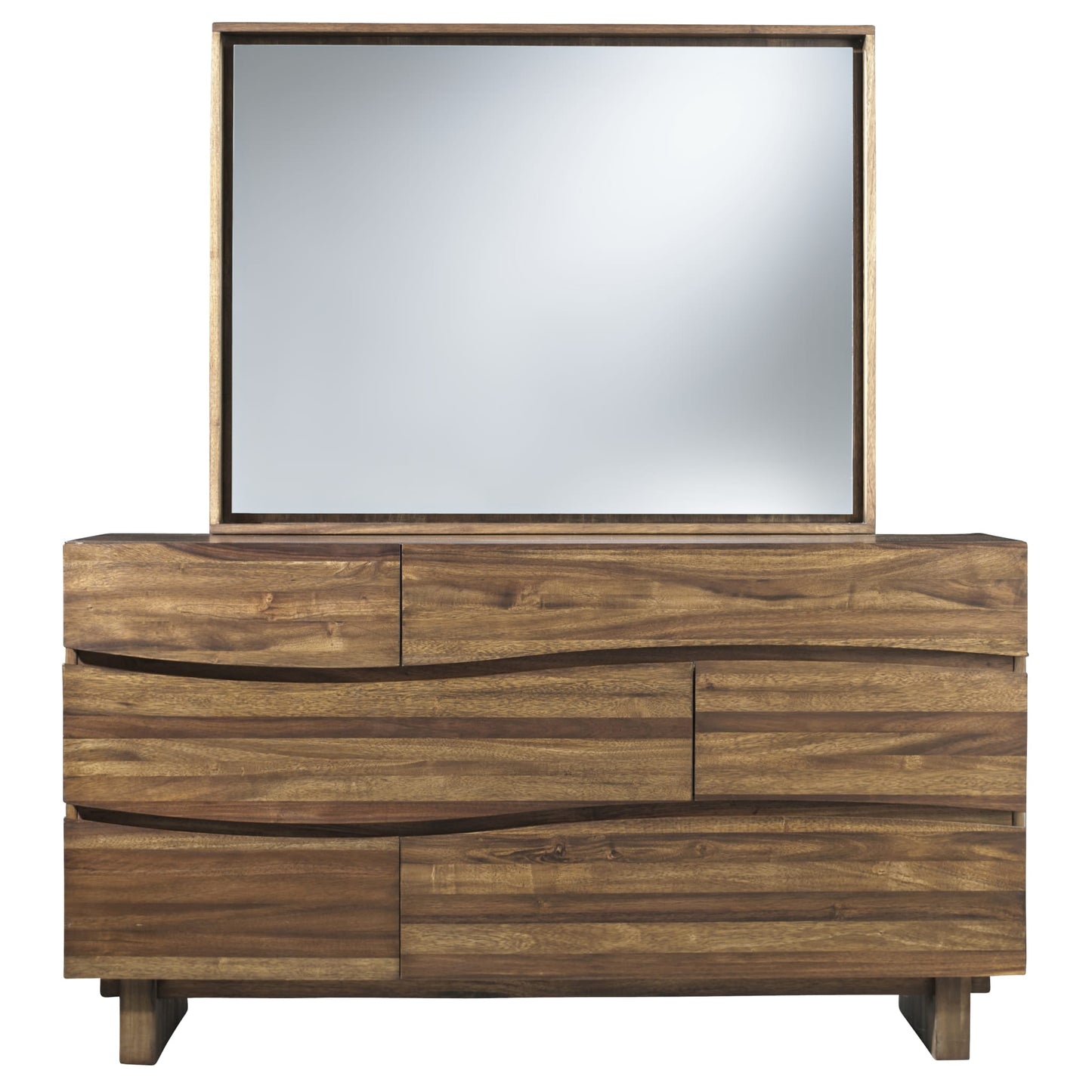 Modus Ocean Six Drawer Solid Wood Dresser in Natural Sengon