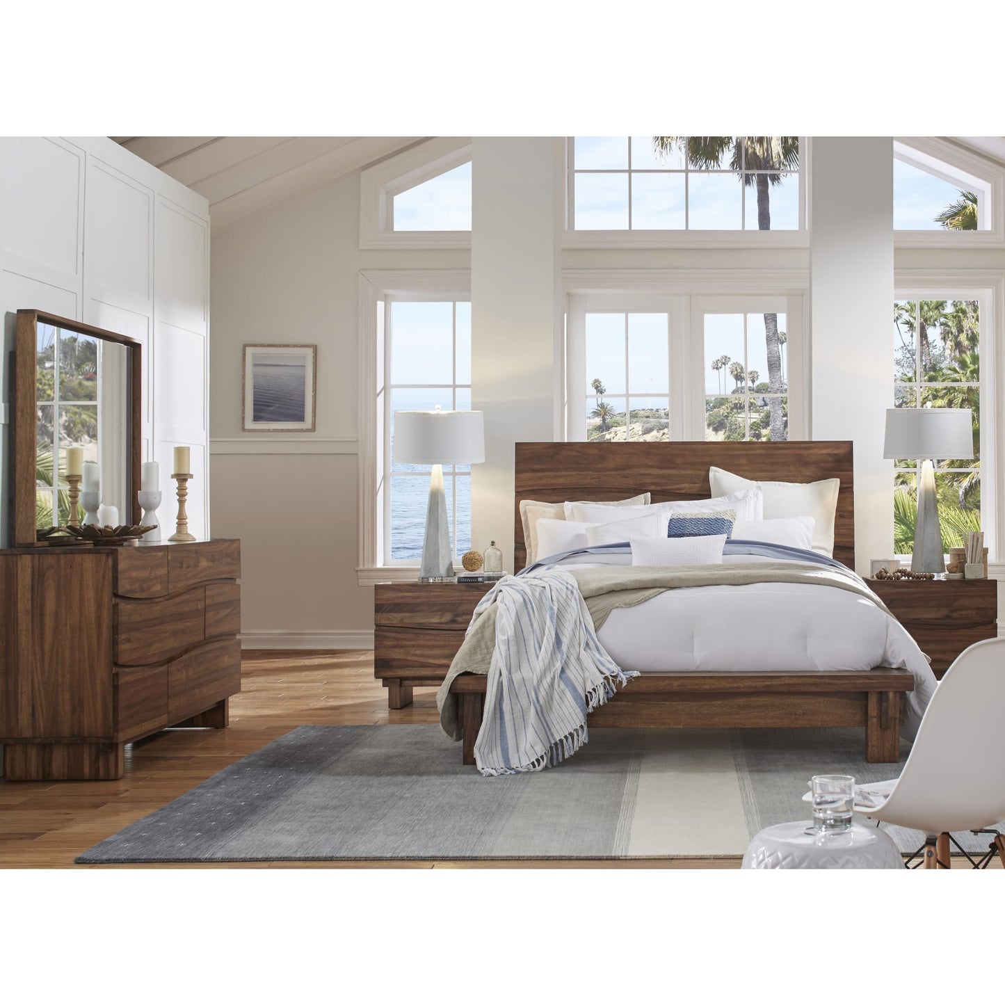 Modus Ocean Solid Wood Platform Bed in Natural Sengon