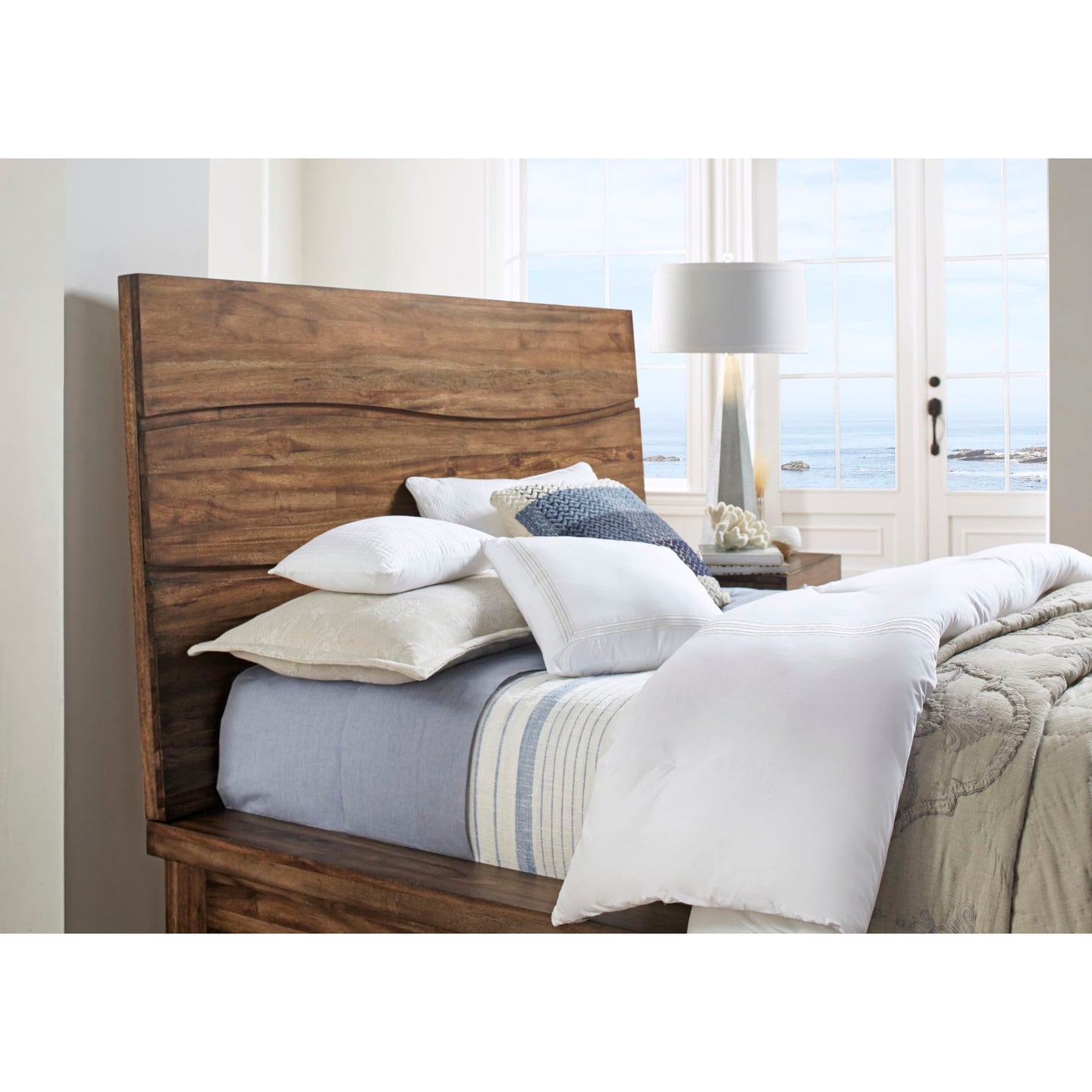 Modus Ocean Solid Wood Platform Bed in Natural Sengon