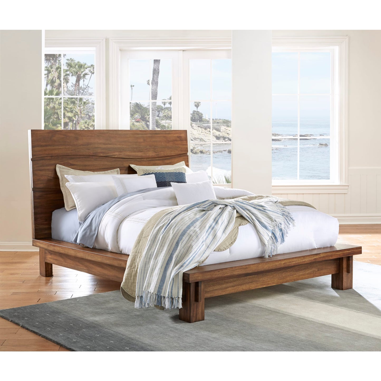 Modus Ocean Solid Wood Platform Bed in Natural Sengon
