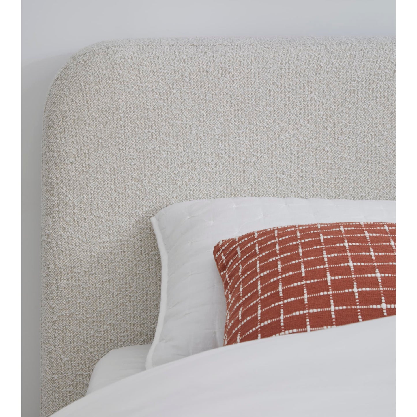 Modus Off-White Upholstered Platform Bed in Ricotta Boucle