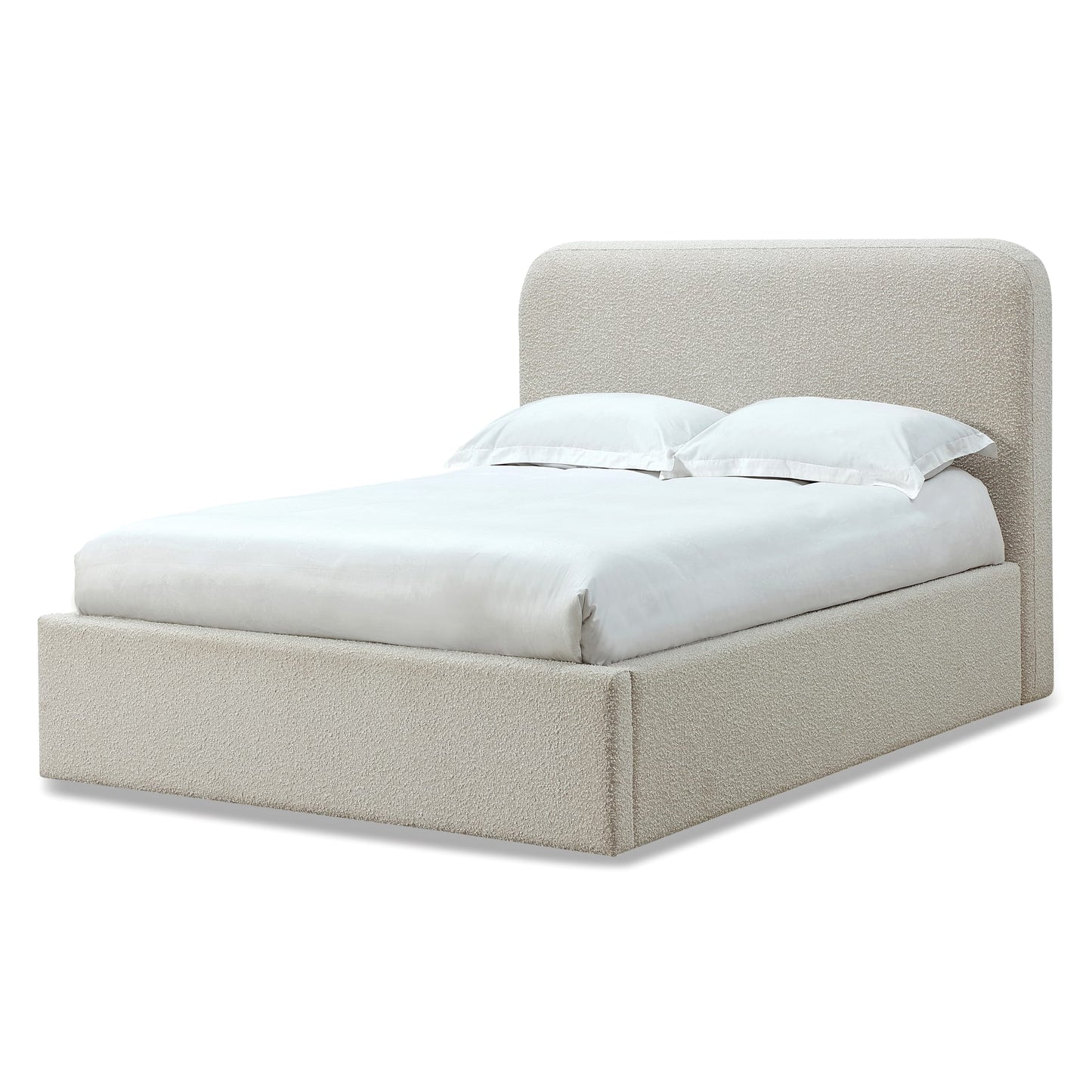 Modus Off-White Upholstered Platform Bed in Ricotta Boucle