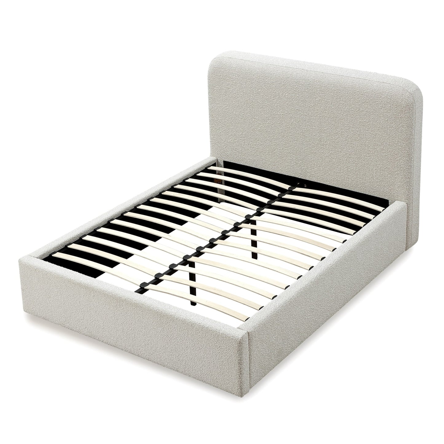 Modus Off-White Upholstered Platform Bed in Ricotta Boucle