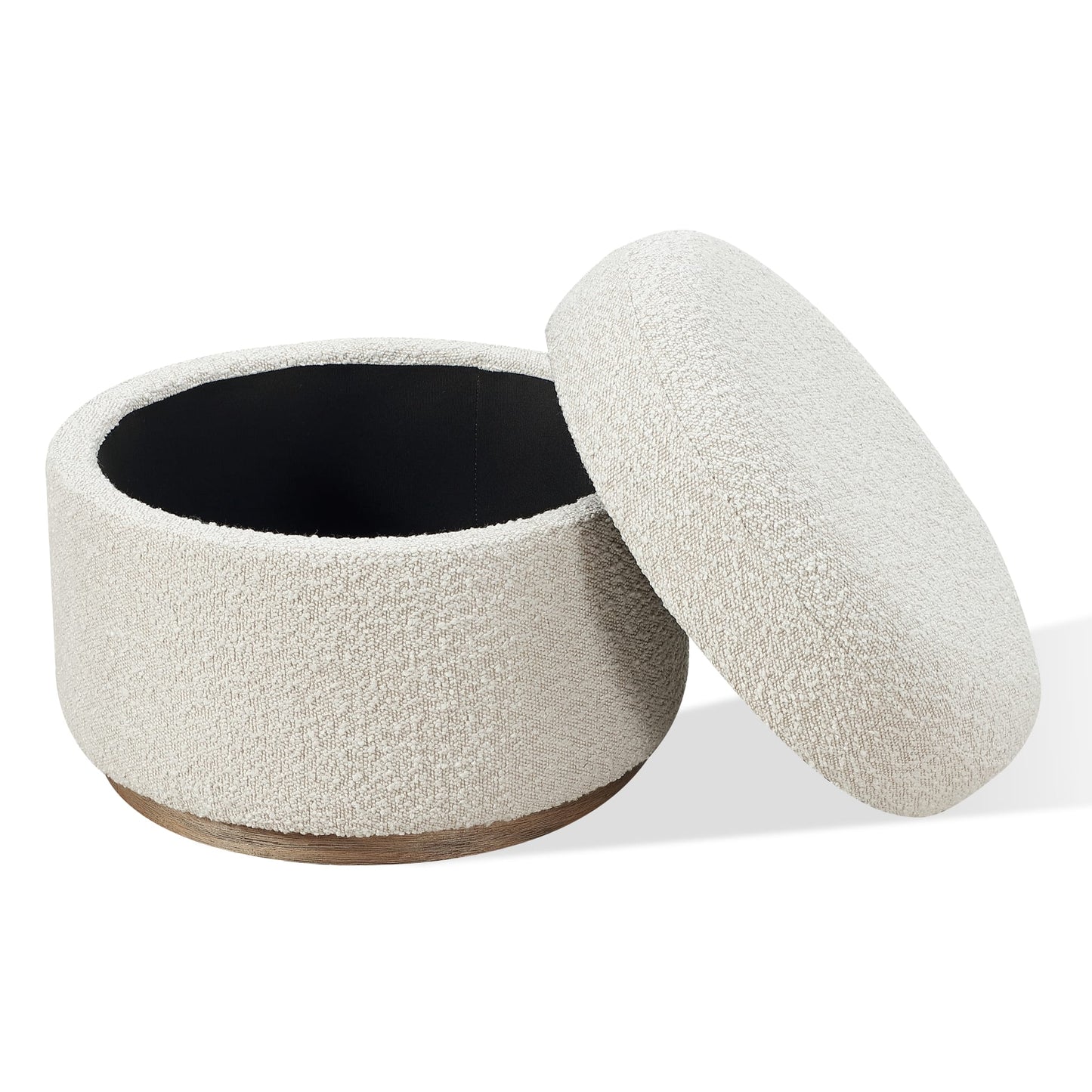 Modus Off-White Upholstered Storage Ottoman in Ricotta Boucle