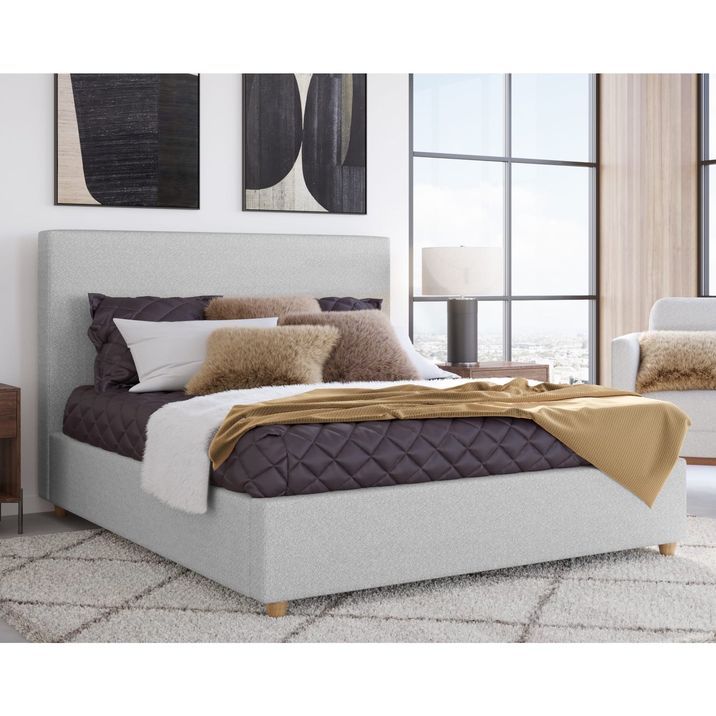 Modus Olivia Upholstered Platform Bed in Linen
