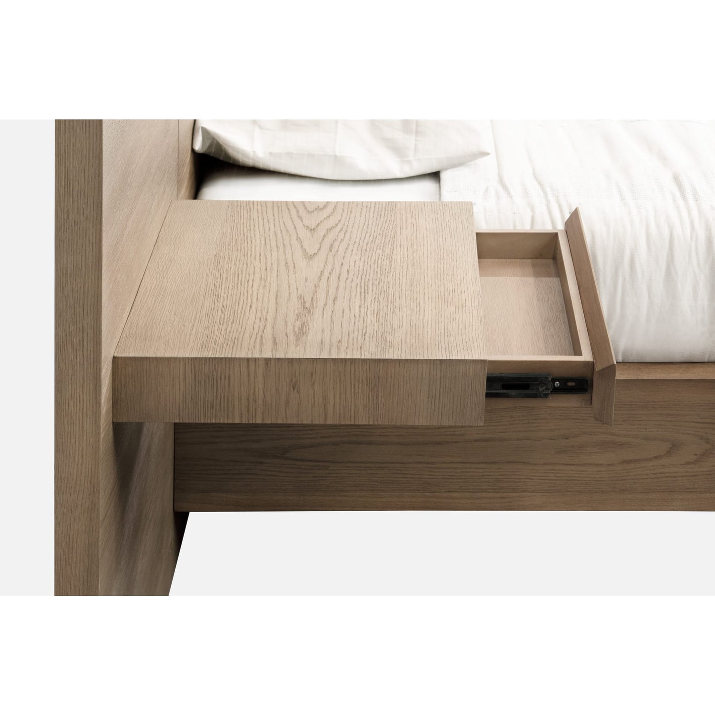 Modus One Coastal Modern Live Edge Wall Bed with Floating Nightstands in Bisque