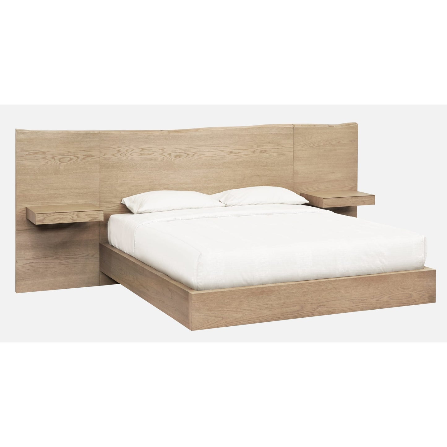 Modus One Coastal Modern Live Edge Wall Bed with Floating Nightstands in Bisque