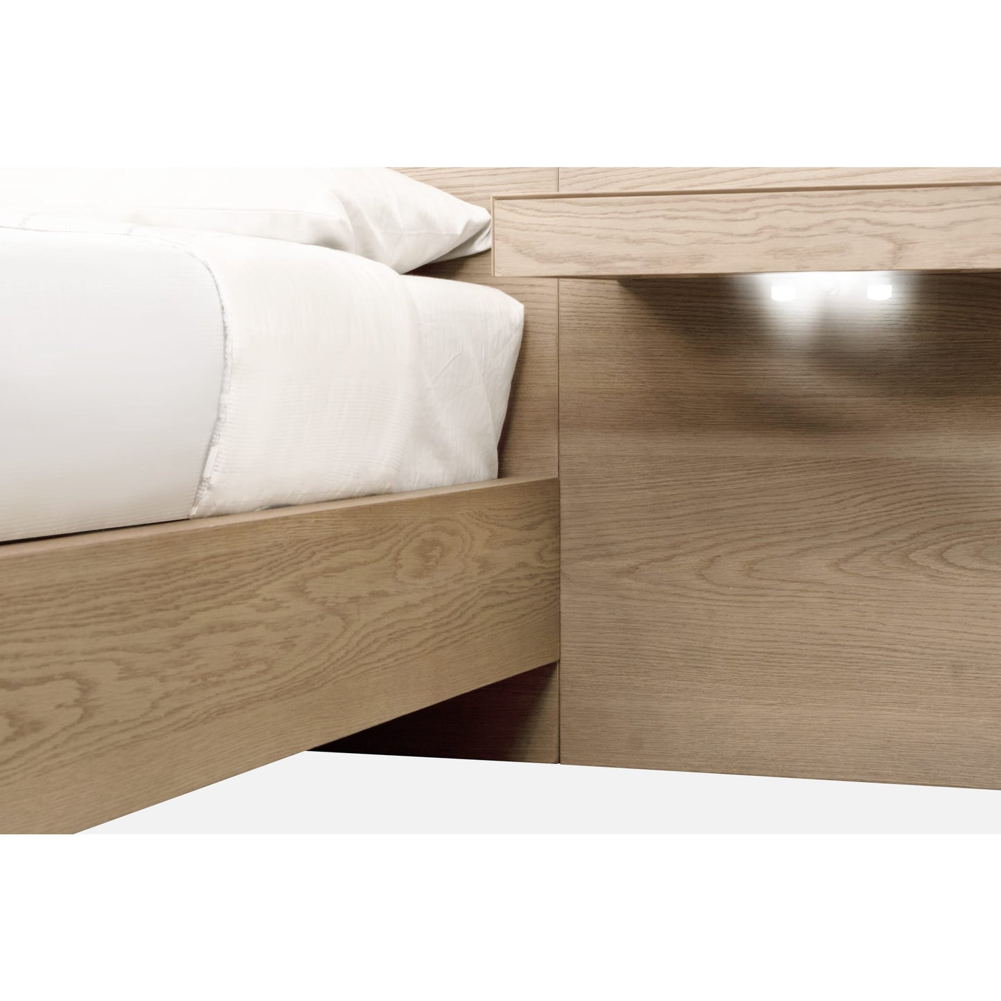 Modus One Coastal Modern Live Edge Wall Bed with Floating Nightstands in Bisque