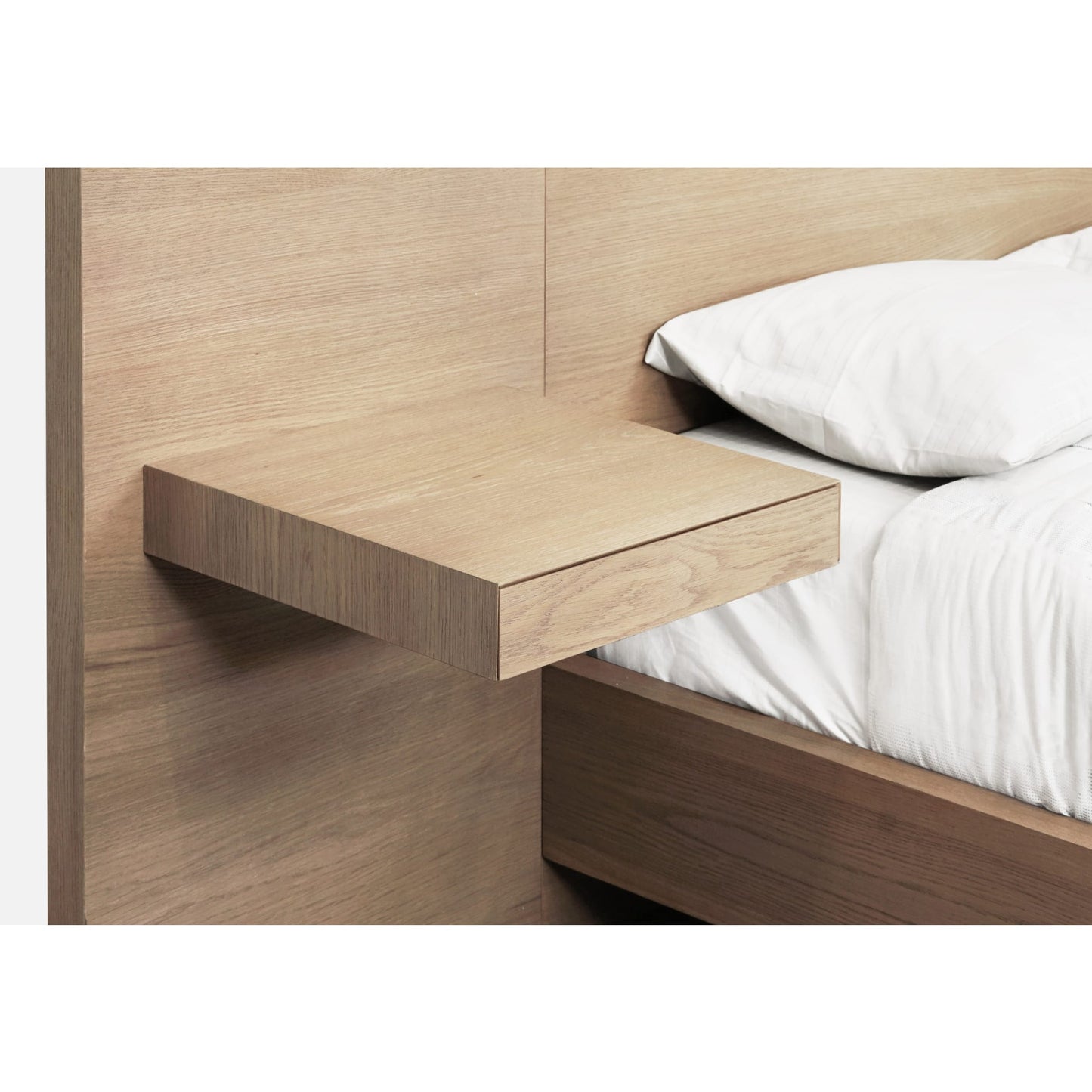 Modus One Coastal Modern Live Edge Wall Bed with Floating Nightstands in Bisque