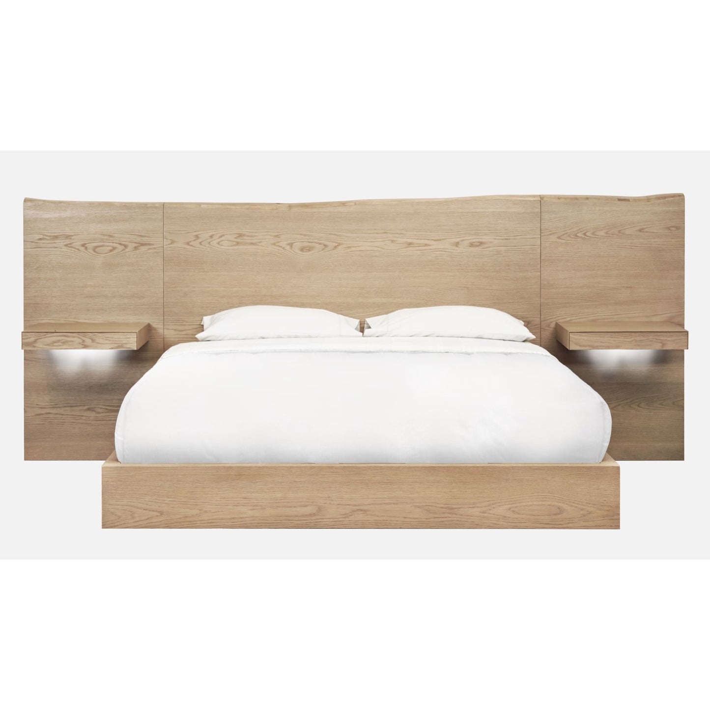 Modus One Coastal Modern Live Edge Wall Bed with Floating Nightstands in Bisque