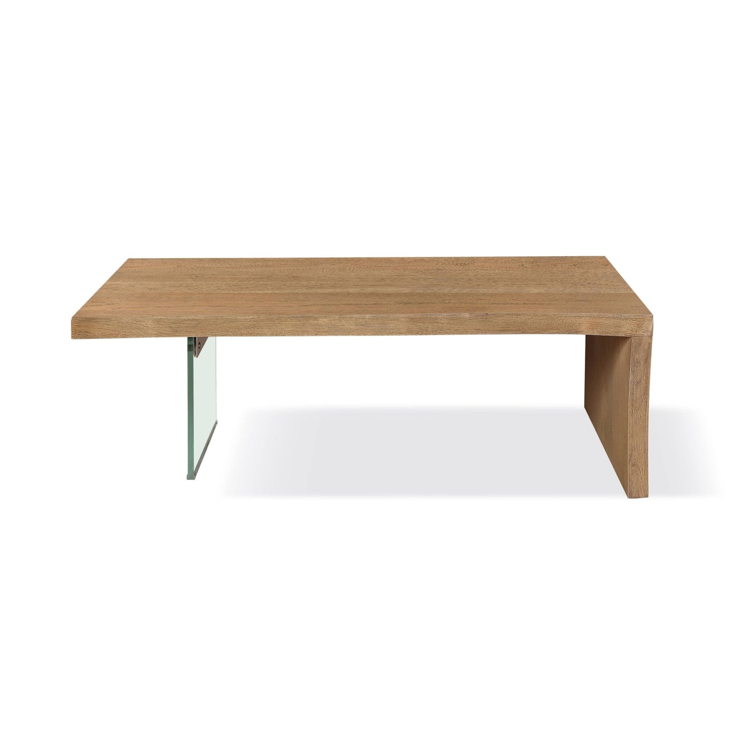 Modus Modus One Live-Edge White Oak and Glass Coffee Table in Bisque