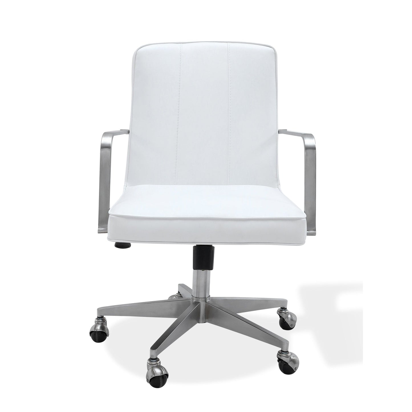 Modus One Metal Frame Home Office Chair in Brushed Stainless Steel and White Leather