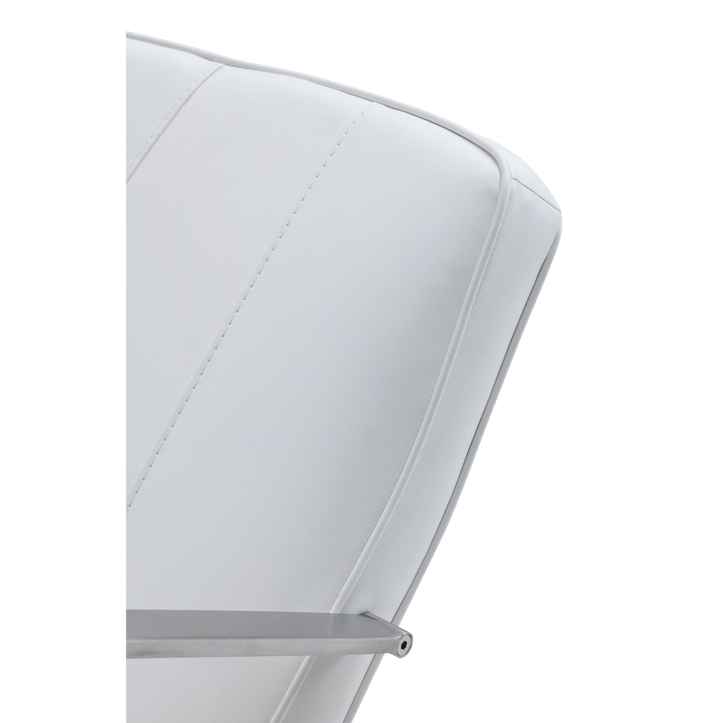 Modus One Metal Frame Home Office Chair in Brushed Stainless Steel and White Leather