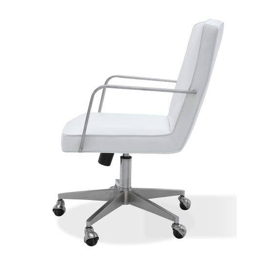 Modus One Metal Frame Home Office Chair in Brushed Stainless Steel and White Leather
