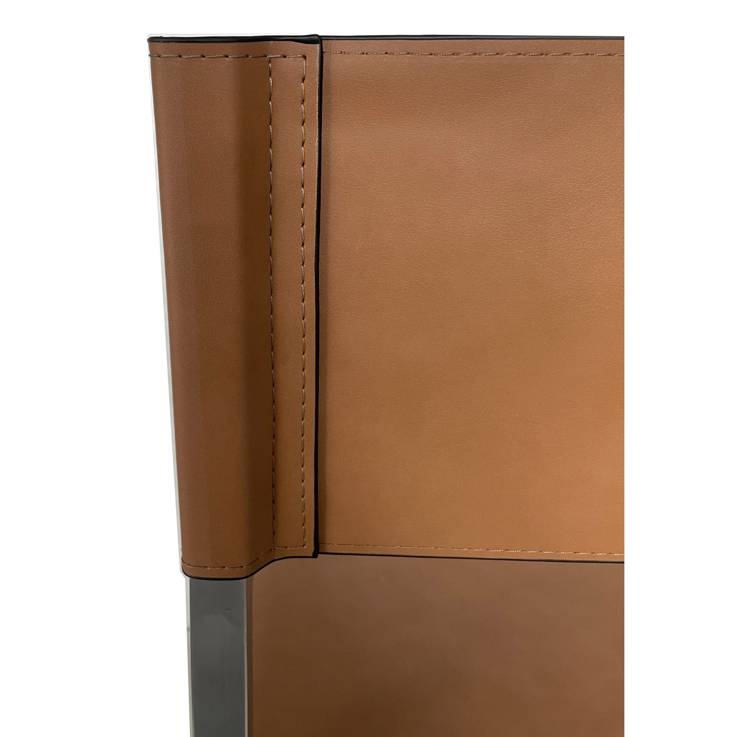 Modus One Modern Coastal Director's Dining Arm Chair in Cognac and Brushed Stainless Steel