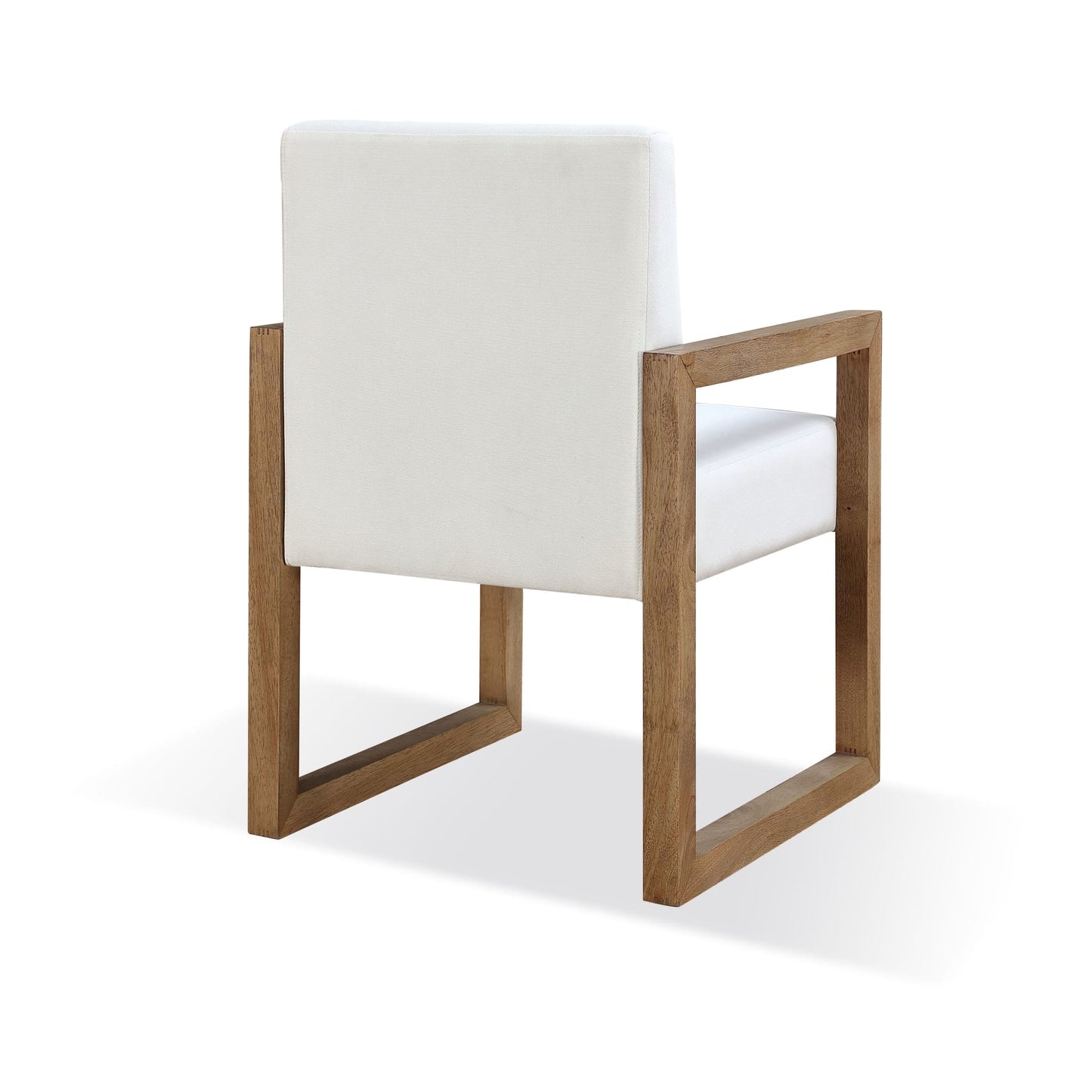 Modus One Modern Coastal Sled Leg Upholstered Dining Arm Chair in White Pearl and Bisque