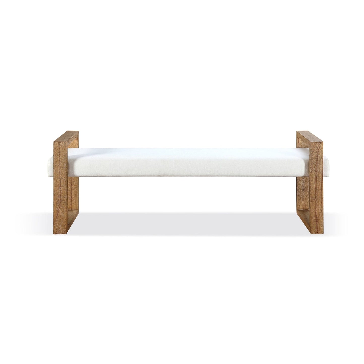 Modus One Modern Coastal Sled Leg Upholstered Dining Bench in White Pearl and Bisque