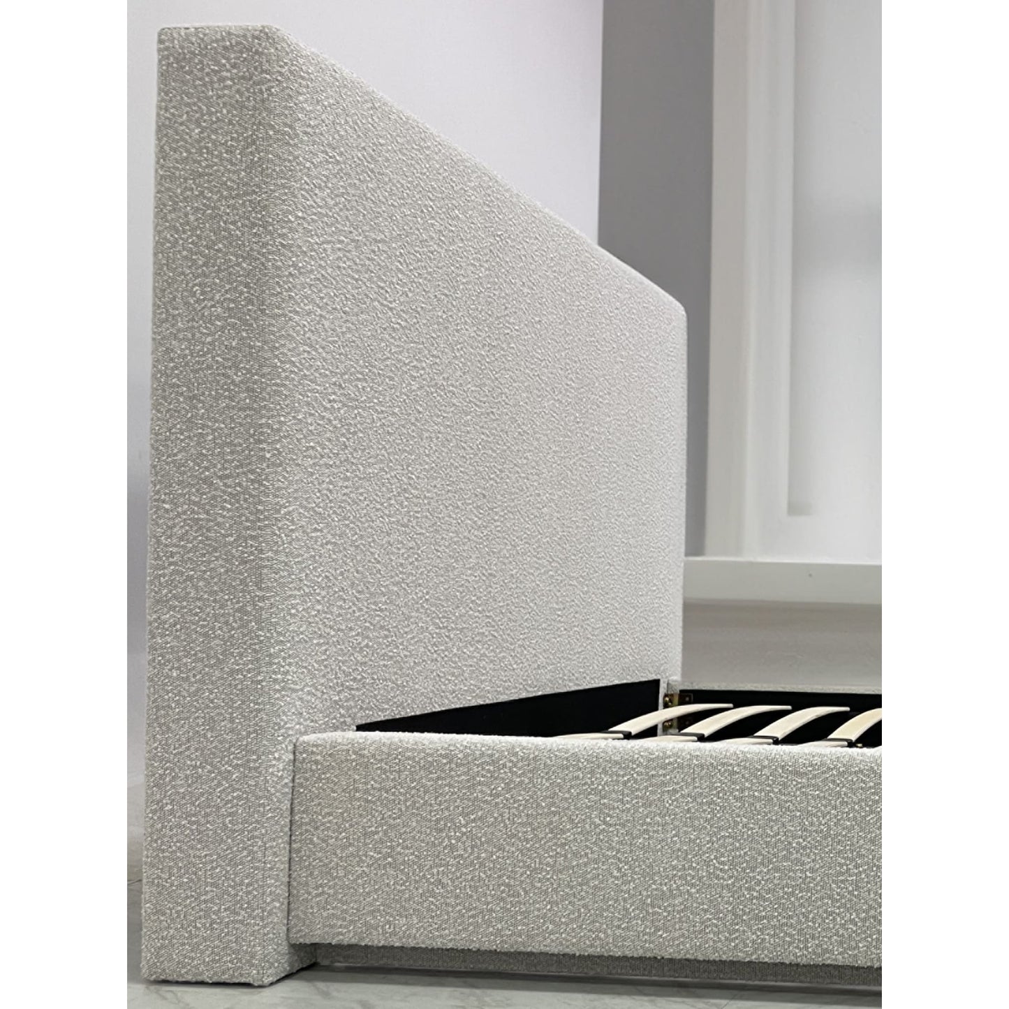 Modus One Upholstered Platform Bed in Cotton Ball Boucle