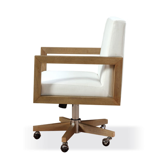 Modus One Wood Frame Home Office Chair in Solid Wood and White Canvas