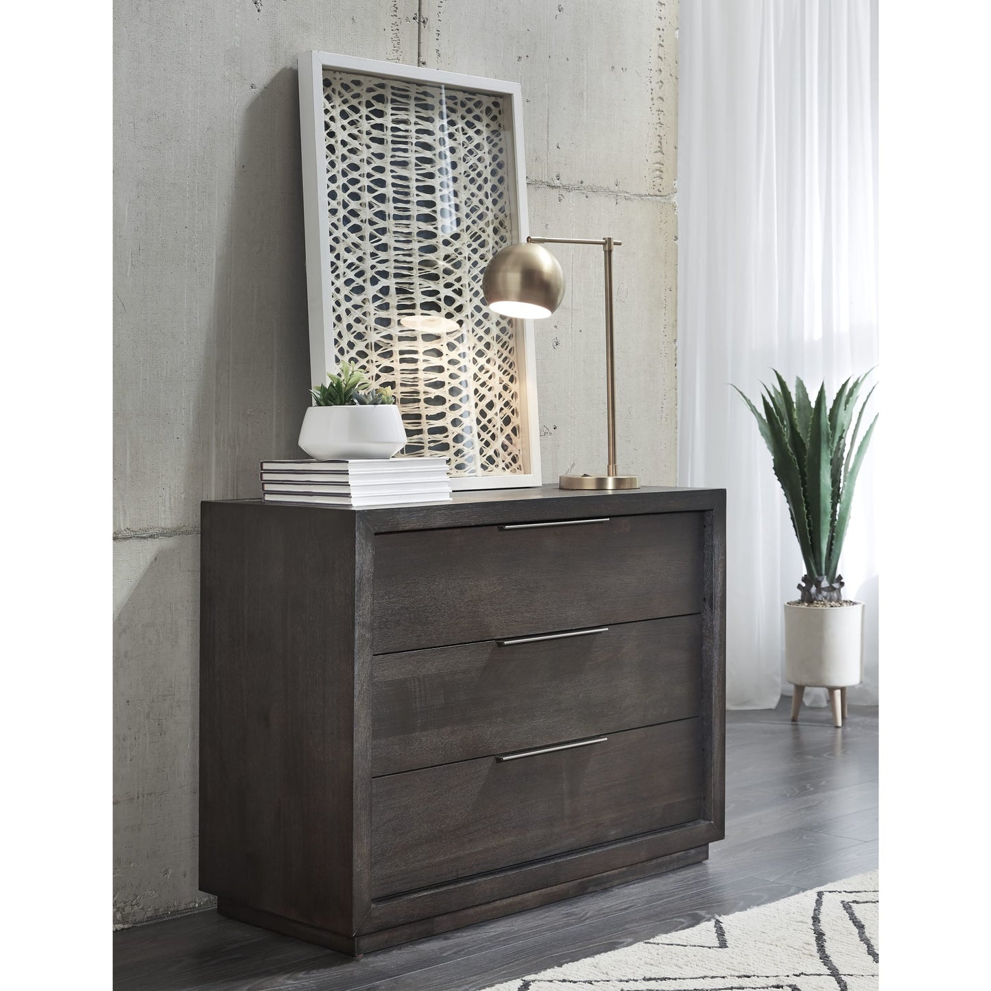 Modus Modus Modus Oxford 3 Drawer Nightstand in Basalt Grey
