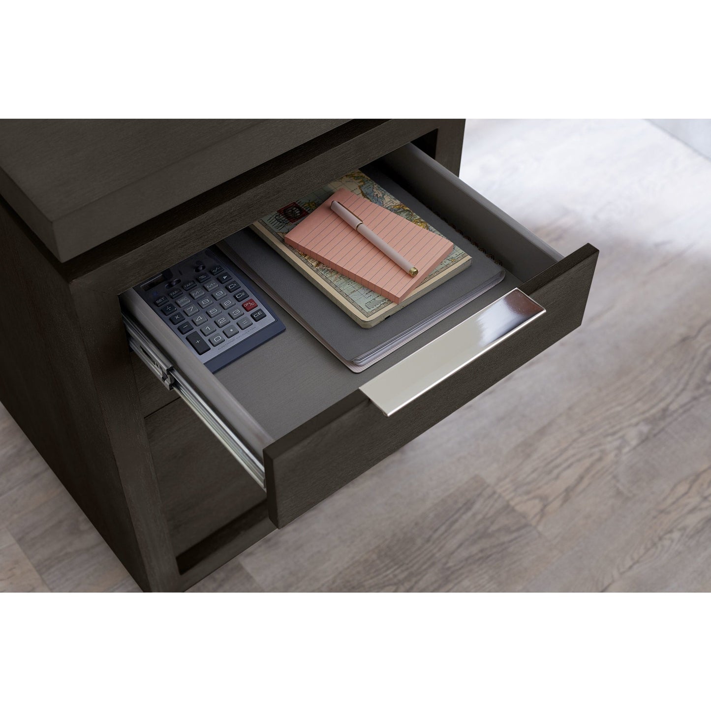 Modus Oxford Single Pedestal Desk in Basalt Grey