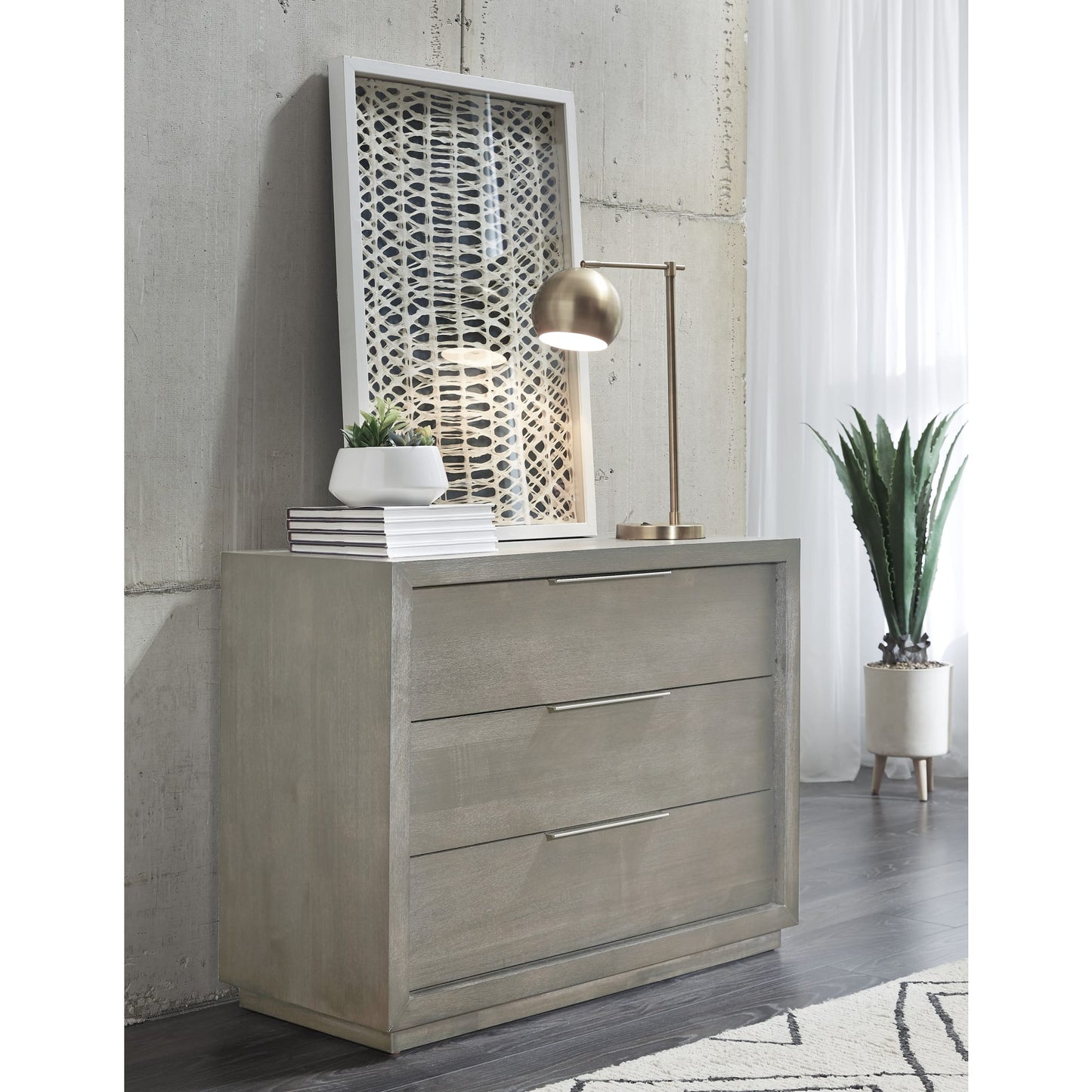 Modus Modus Modus Oxford Three-Drawer Nightstand in Mineral