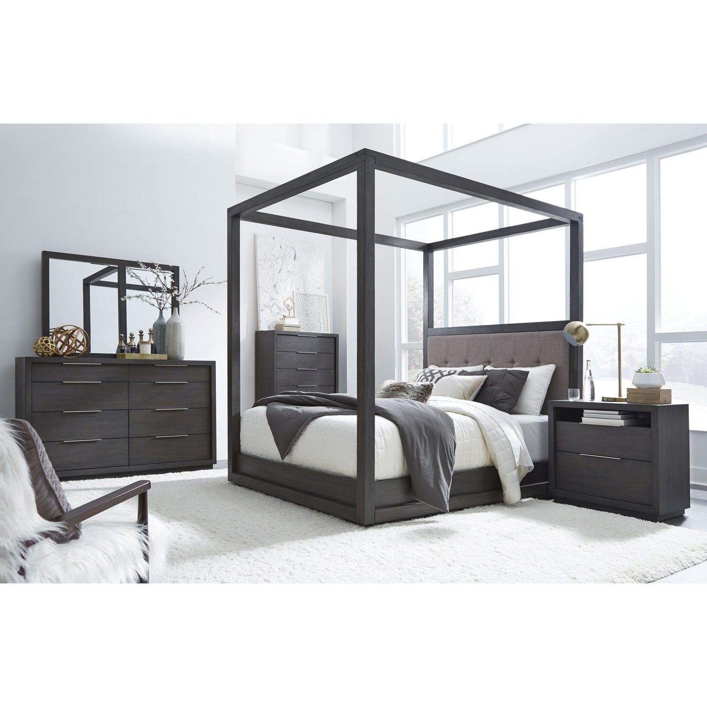 Modus Oxford Upholstered Canopy Bed in Dolphin