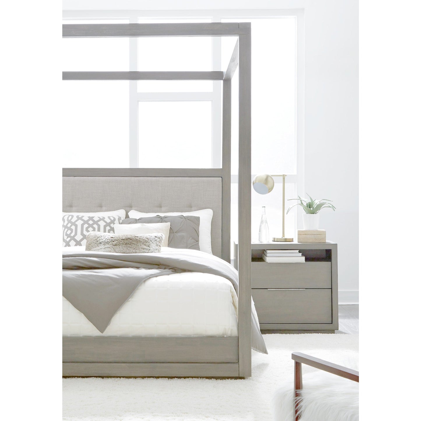 Modus Oxford Upholstered Canopy Bed in Mineral