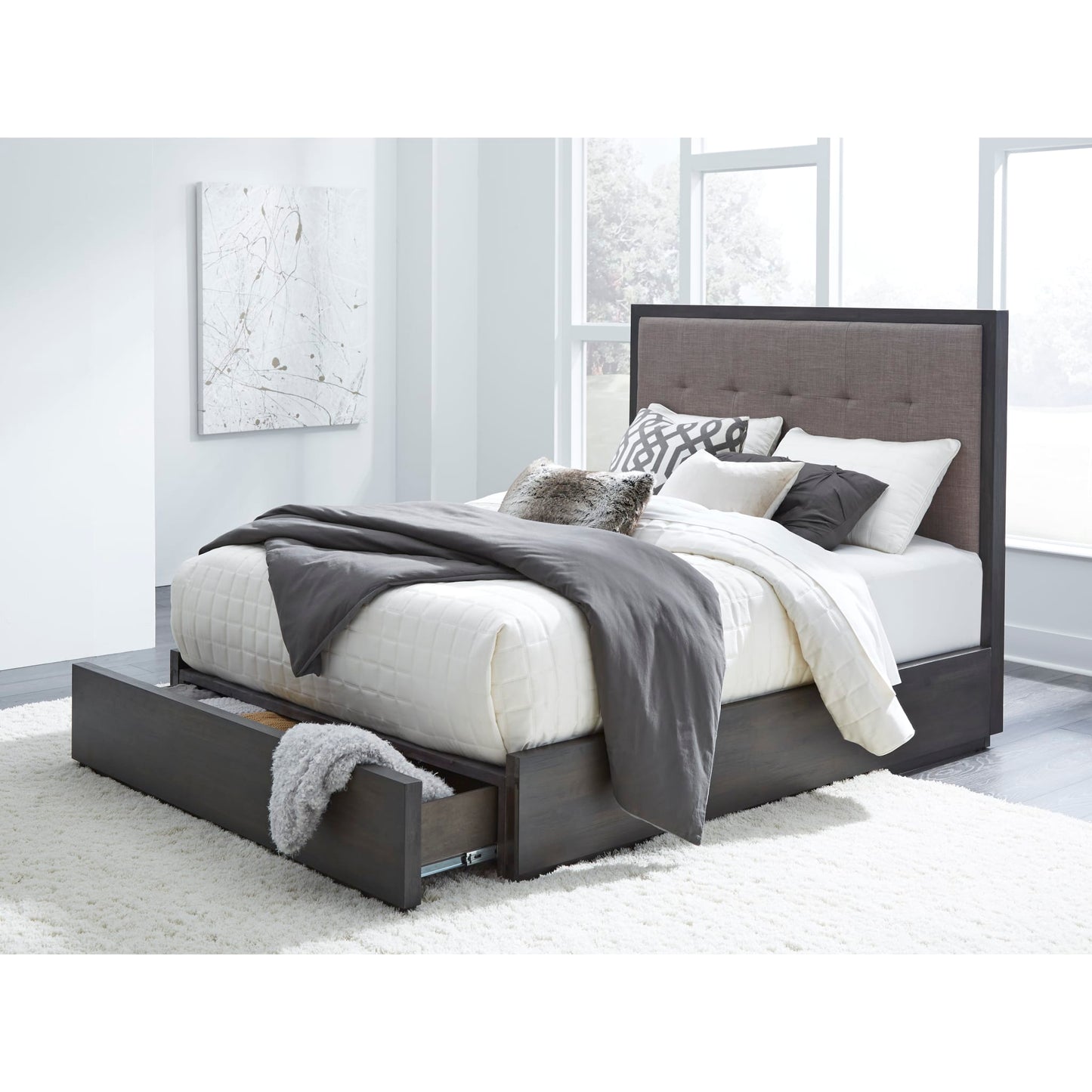 Modus Oxford Upholstered Footboard Storage Bed in Dolphin