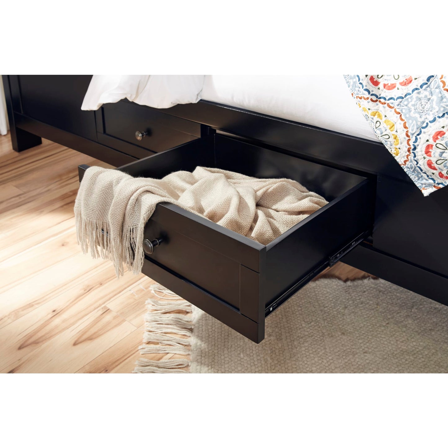 Modus Paragon Four Drawer Wood Storage Bed in Black