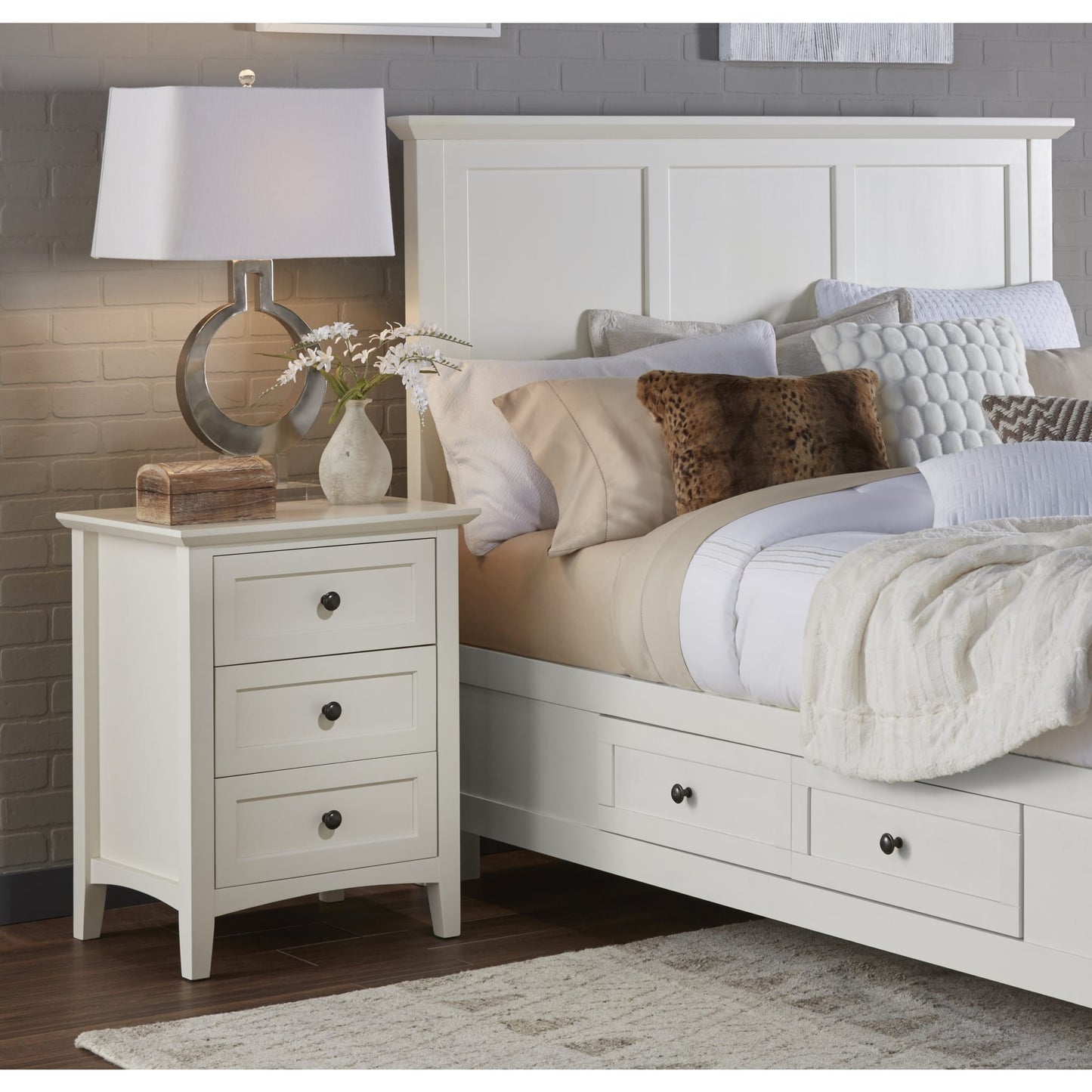 Modus Paragon Three Drawer Nightstand in White