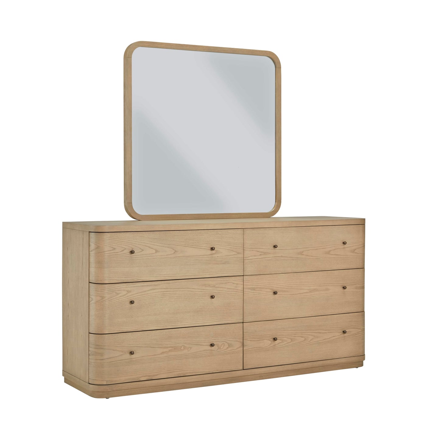 Modus Penny Beveled Glass Wall or Dresser Mirror in Buff Cream