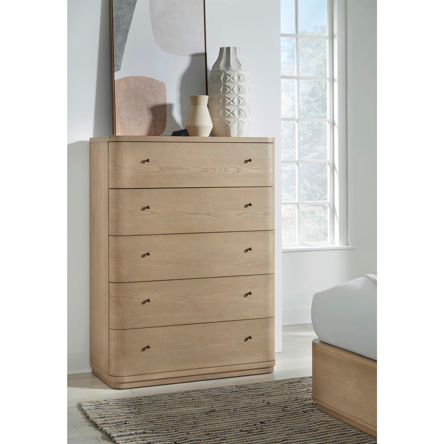 Modus Modus Modus Penny Five Drawer White Ash Chest in Buff Cream