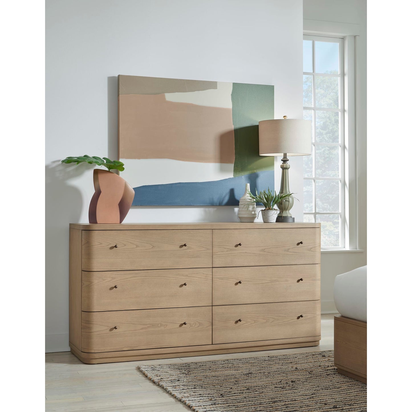 Modus Penny Six Drawer White Ash Dresser in Buff Cream