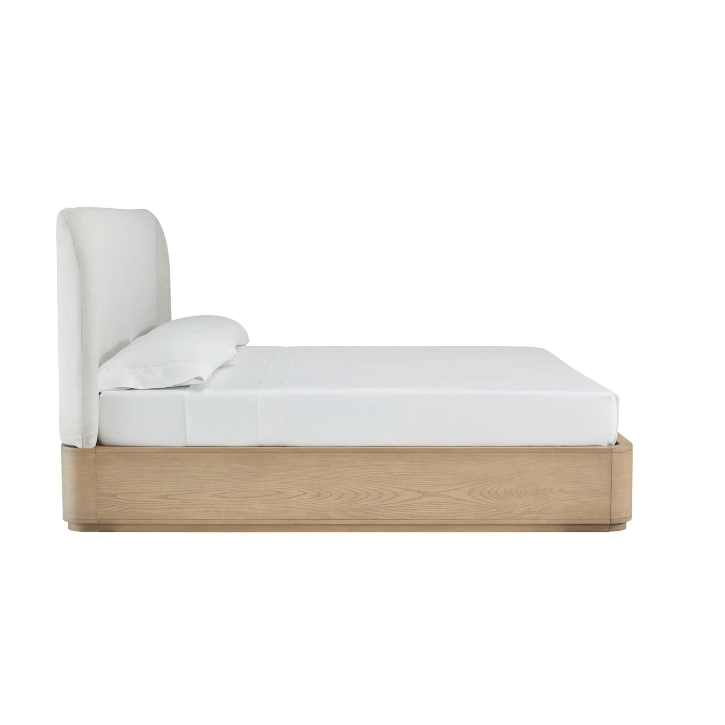 Modus Penny Upholstered Platform Bed in Buff Cream Ash and Oatmeal Linen