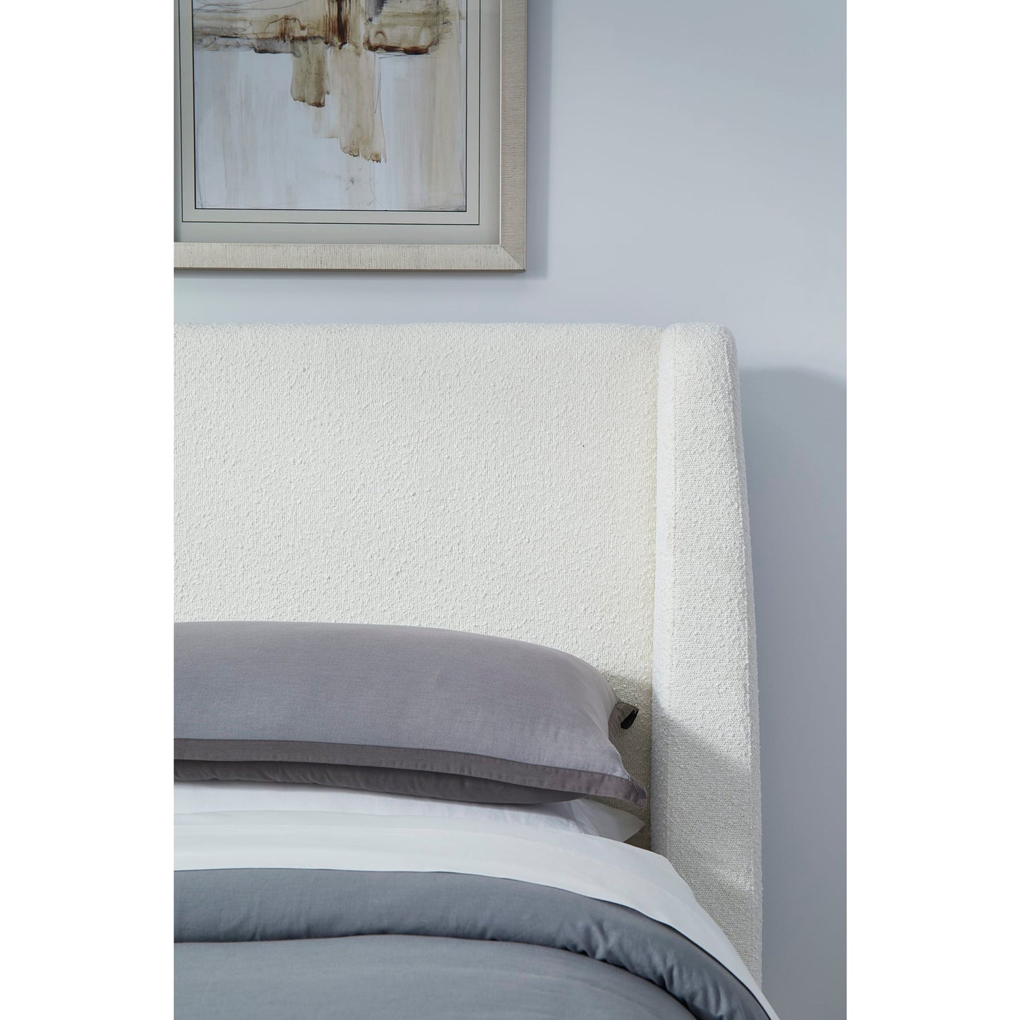 Modus Presley Upholstered Wingback Platform Bed in Cottage Cheese Boucle