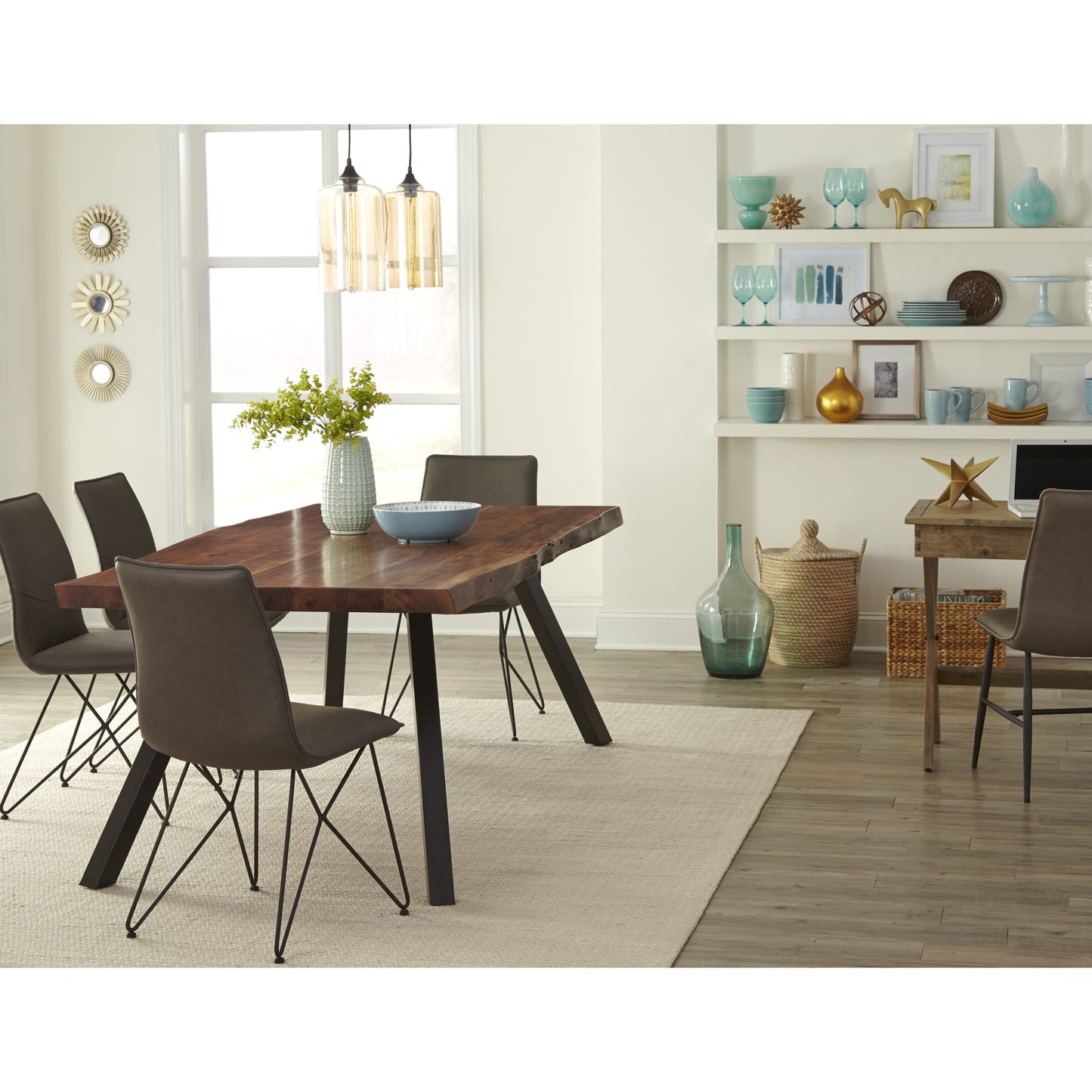 Modus Reese Live Edge Solid Wood Metal Leg Dining Table in Natural Acacia