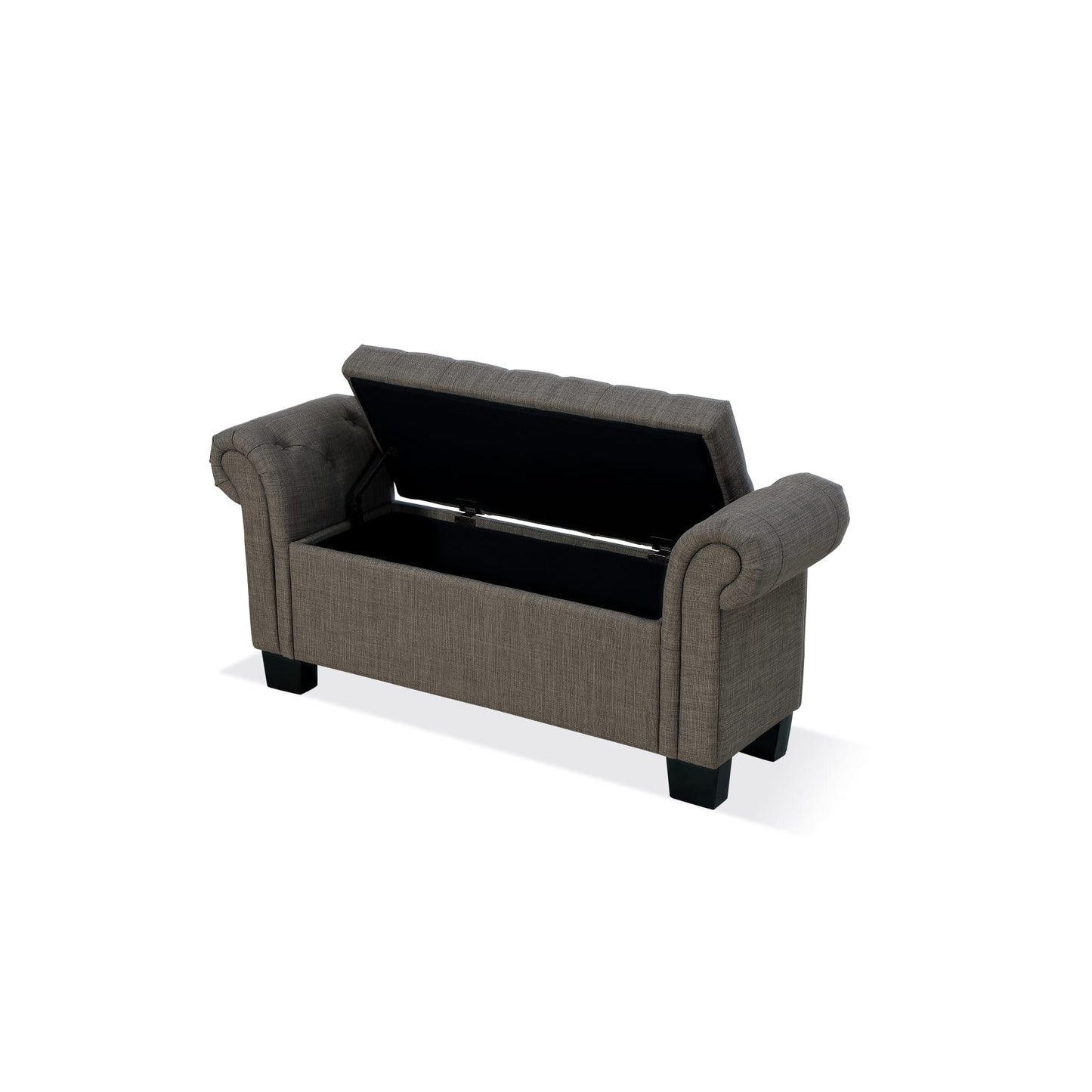 Modus Royal Rolled Arm Storage Bench in Dolphin Linen