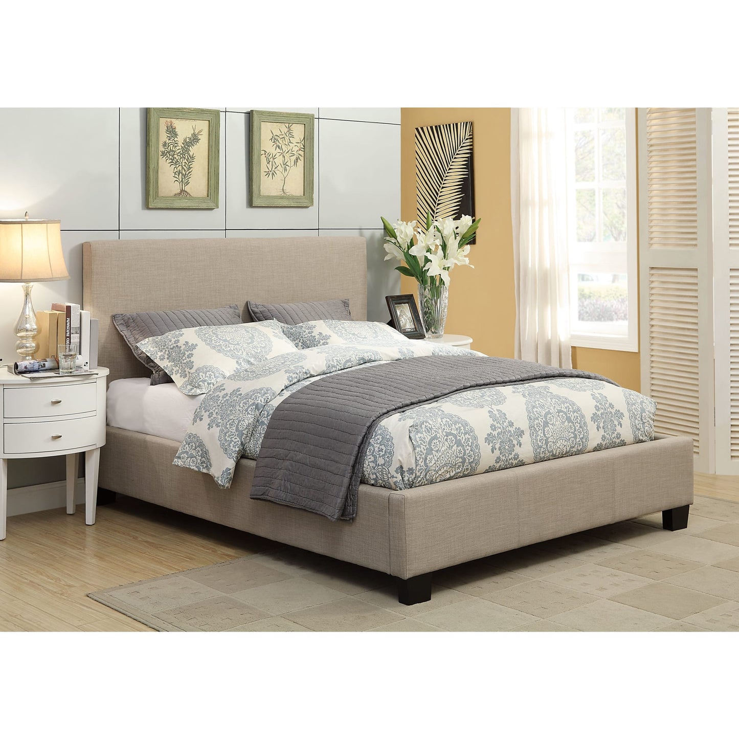 Modus Saint Pierre Upholstered Platform Storage Bed in Toast Linen