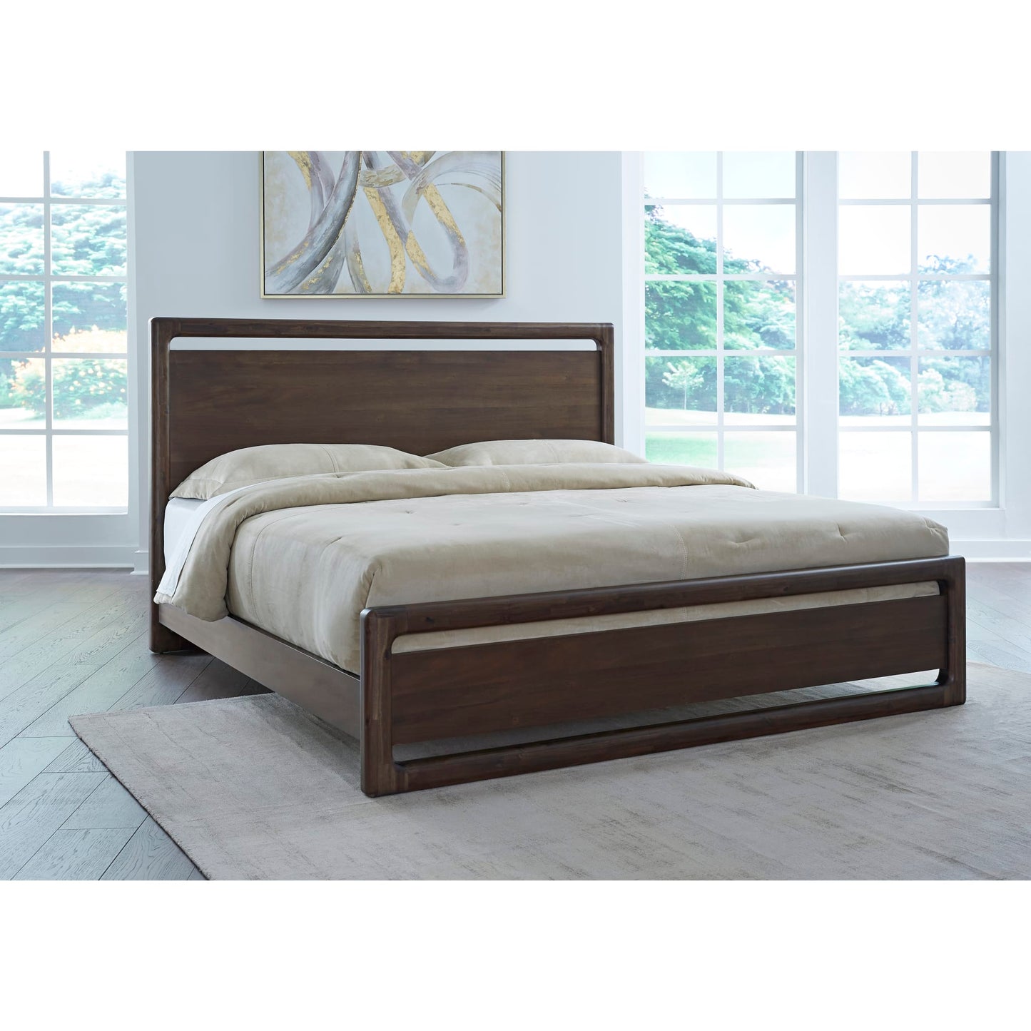 Modus Sol Acacia Wood Platform Bed in Brown Spice