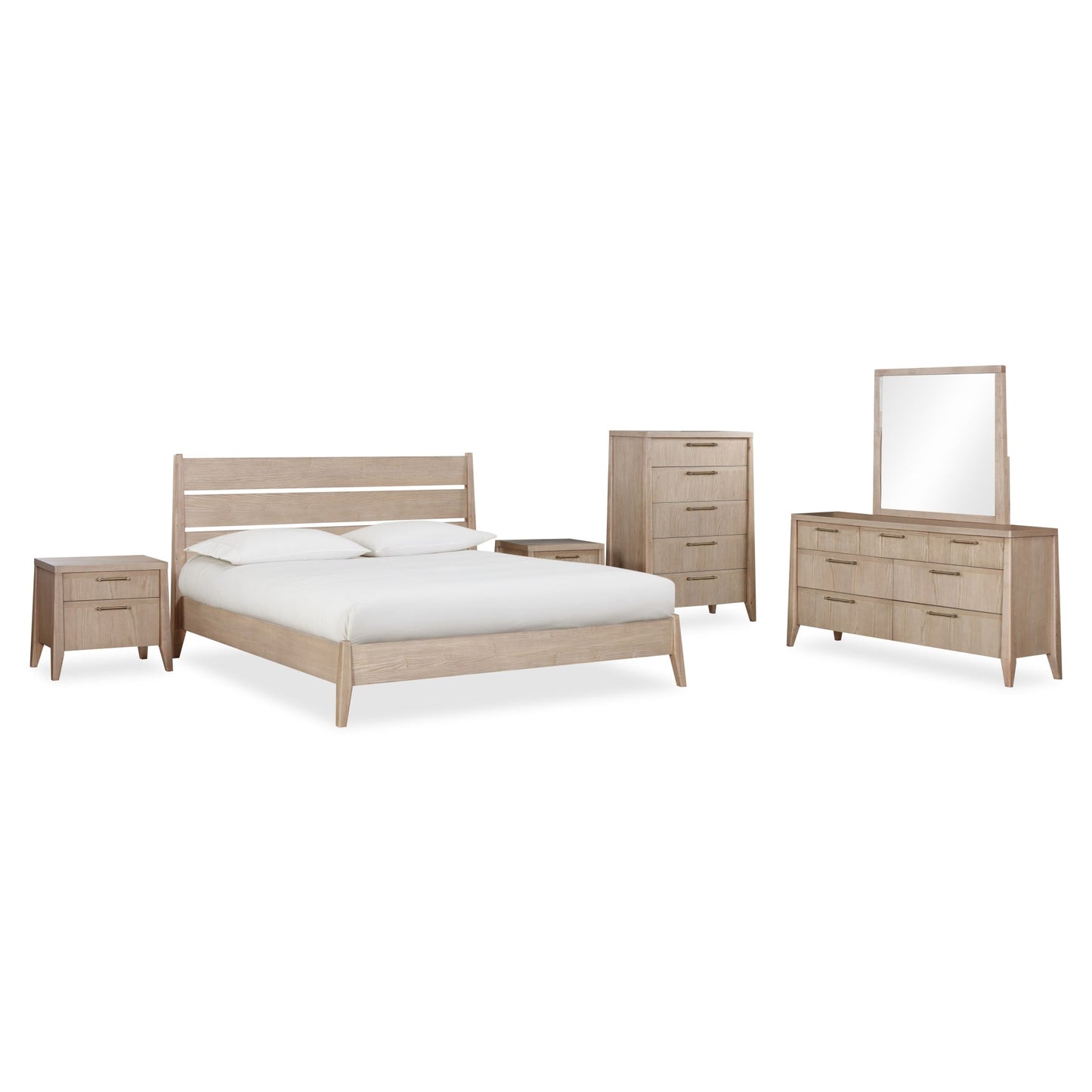 Modus Sumire One Drawer One Shelf Ash Wood Nightstand in Ginger