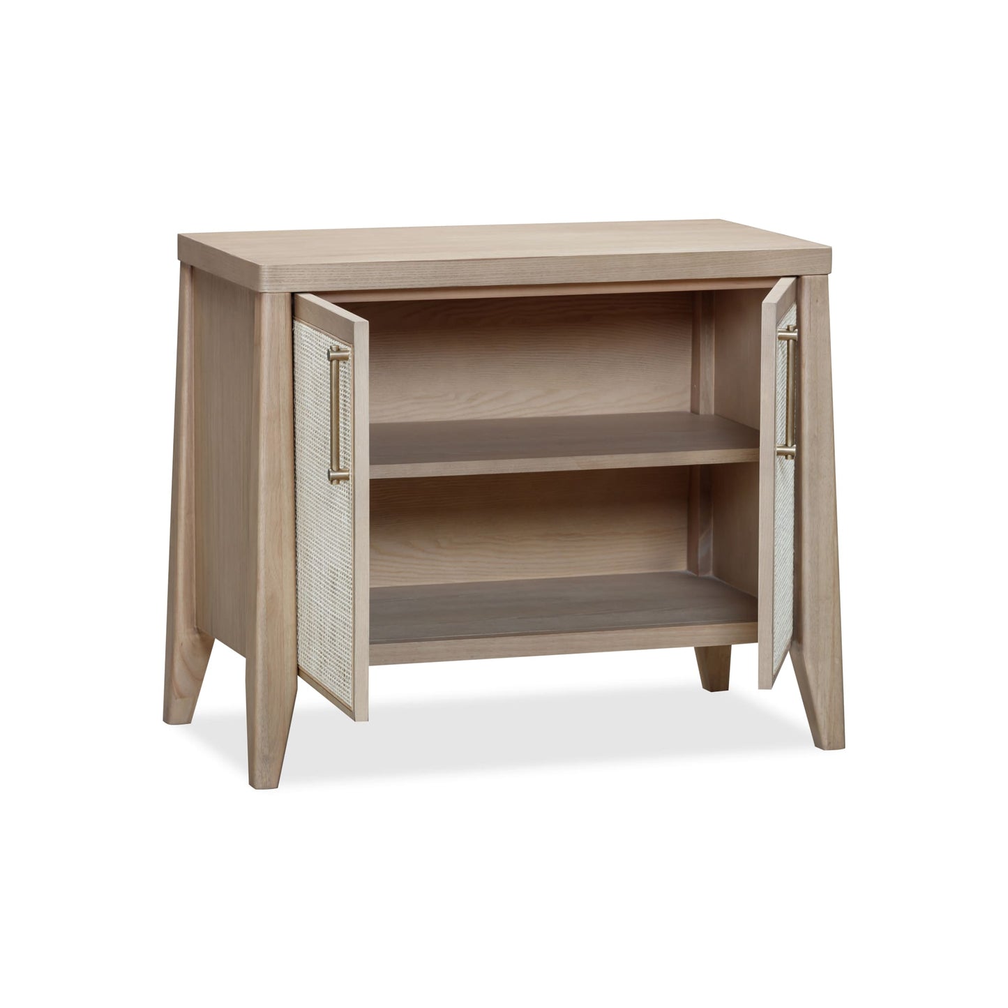 Modus Sumire Two Door Ash Wood Bachelor Chest in Ginger and Natural Cane