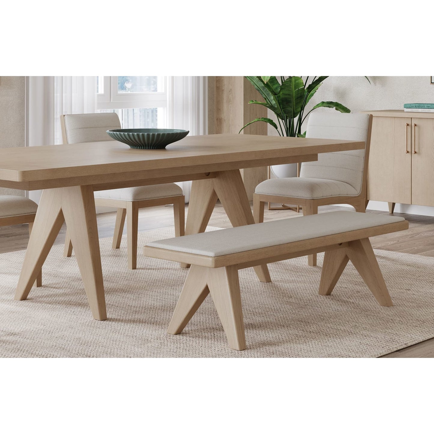 Modus Sumire Upholstered Bench in Ginger and Natural Linen