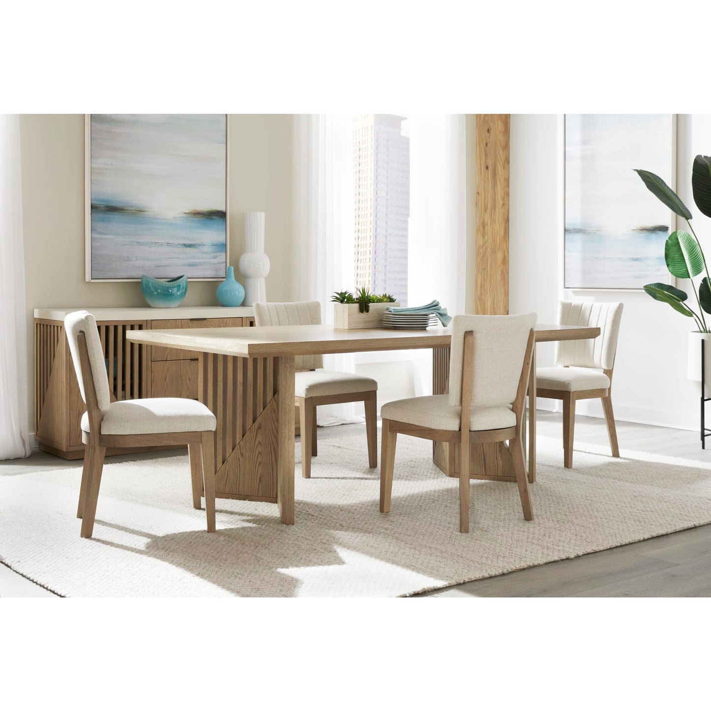 Modus Sumner Double Pedestal Oak Dining Table in Natural