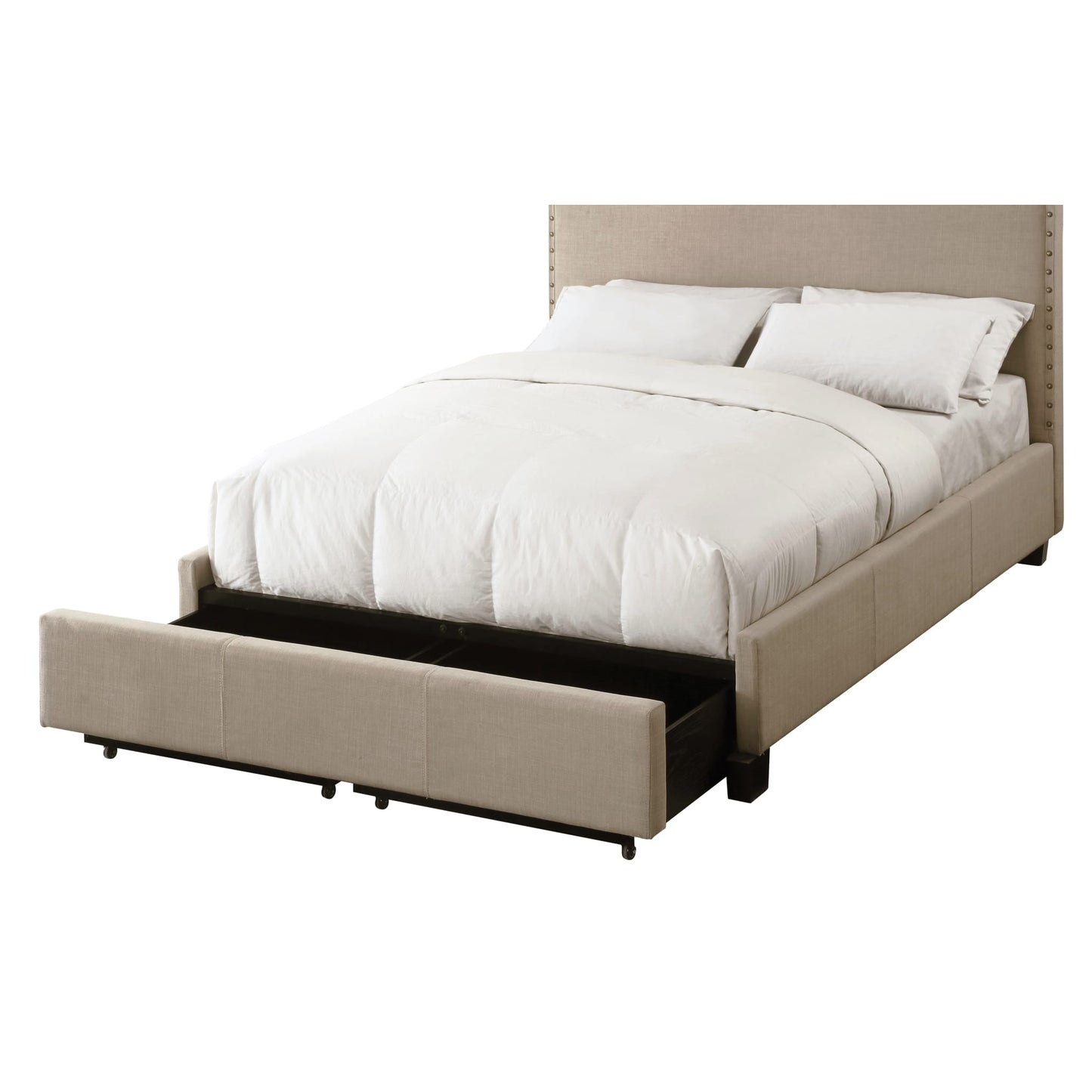 Modus Tavel Nailhead Footboard Storage Bed in Toast Linen
