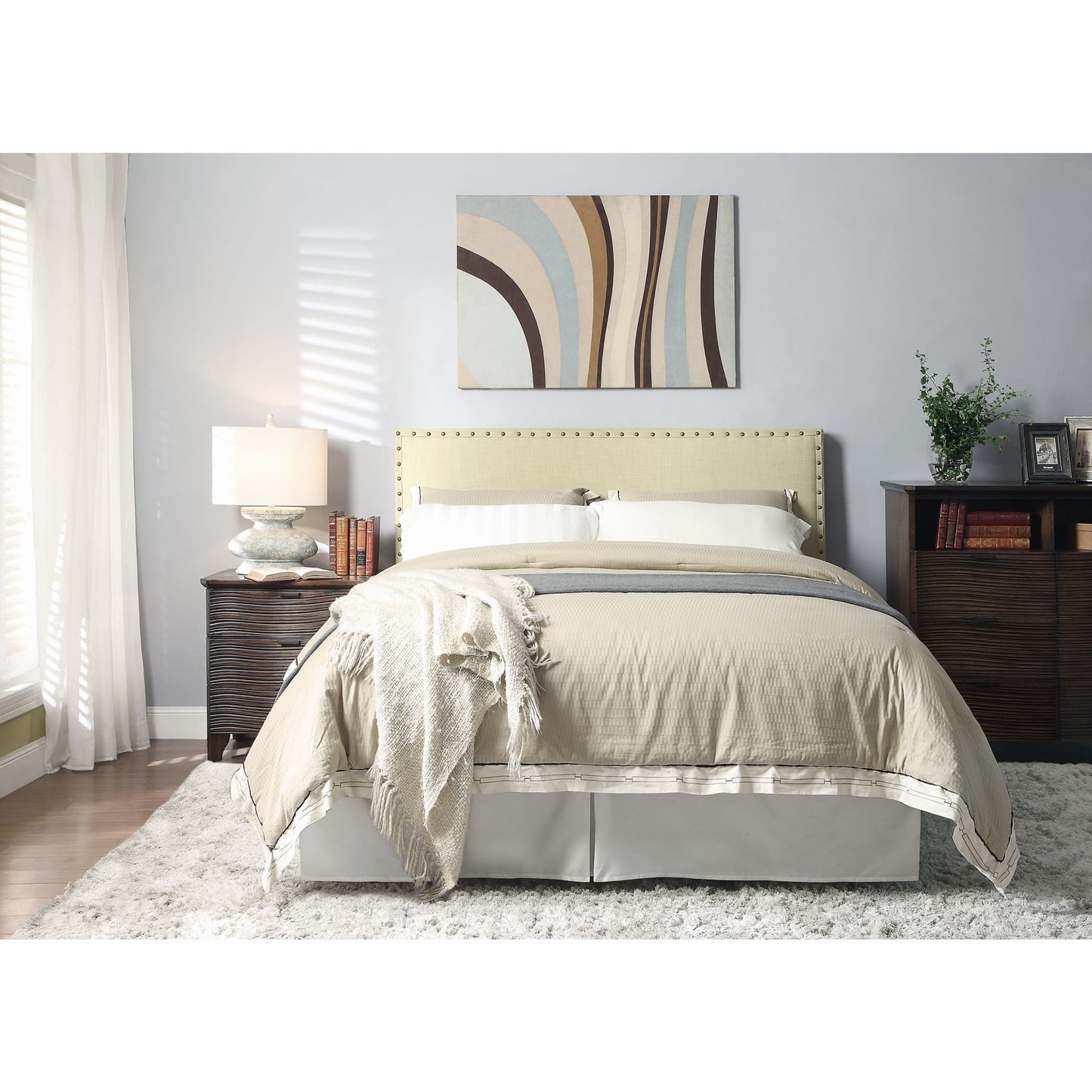 Modus Tavel Nailhead Footboard Storage Bed in Tumbleweed