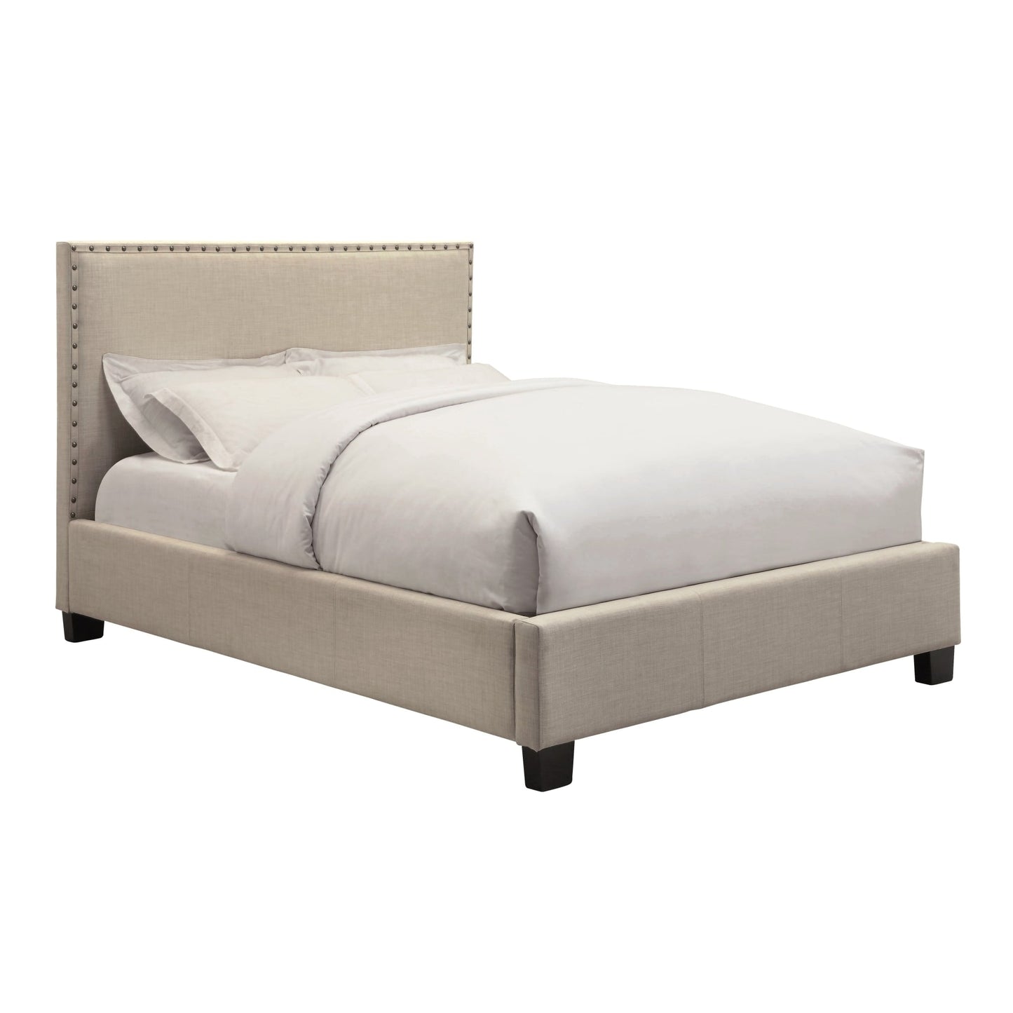 Modus Tavel Nailhead Upholstered Platform Bed in Toast Linen